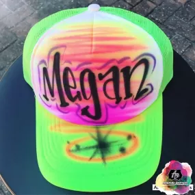 Airbrush Swirl With Name Hat Design