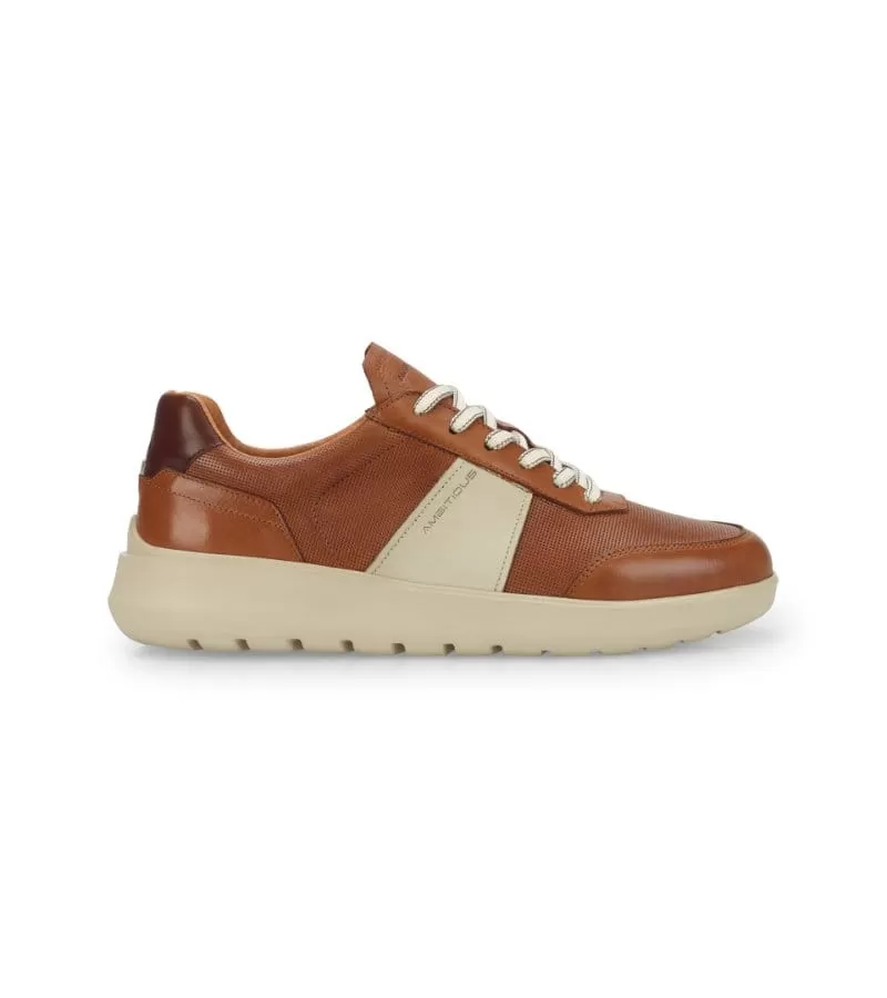 Ambitious Mens Premium Leather Tan Fashion Trainer 12863A-6584AM