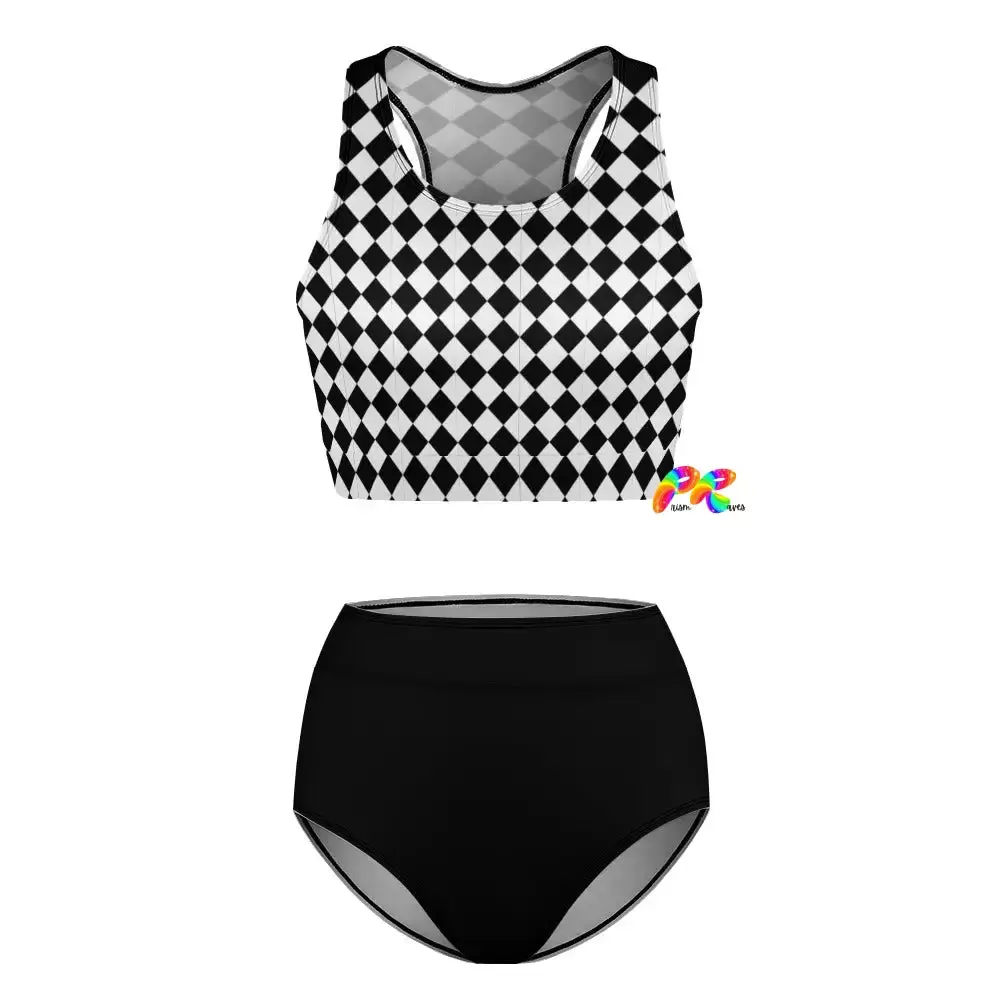 Argyle Racerback High-Waist Bikini