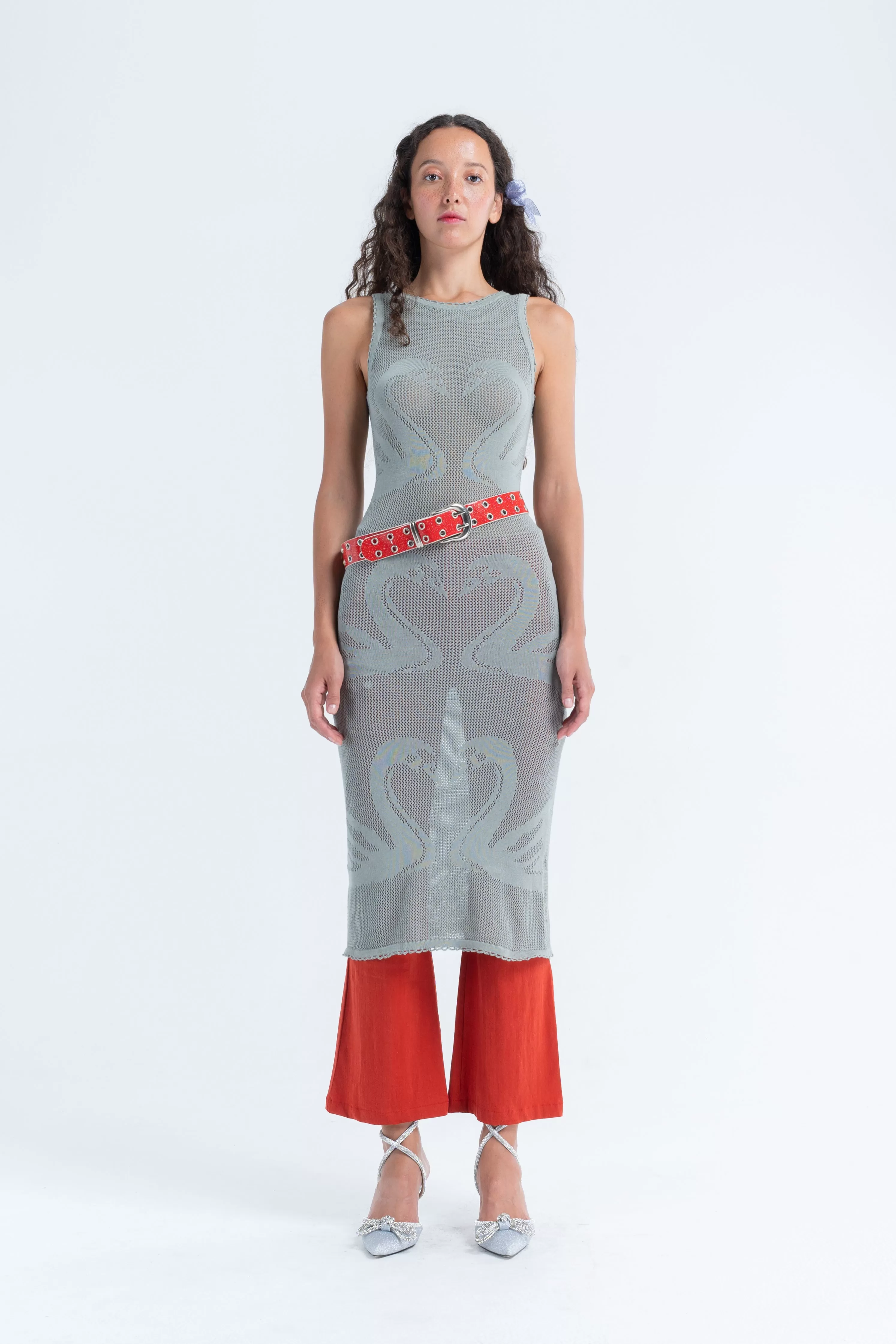 ARTHUR APPAREL - KNITTED SWAN MIDI DRESS - PLATINUM