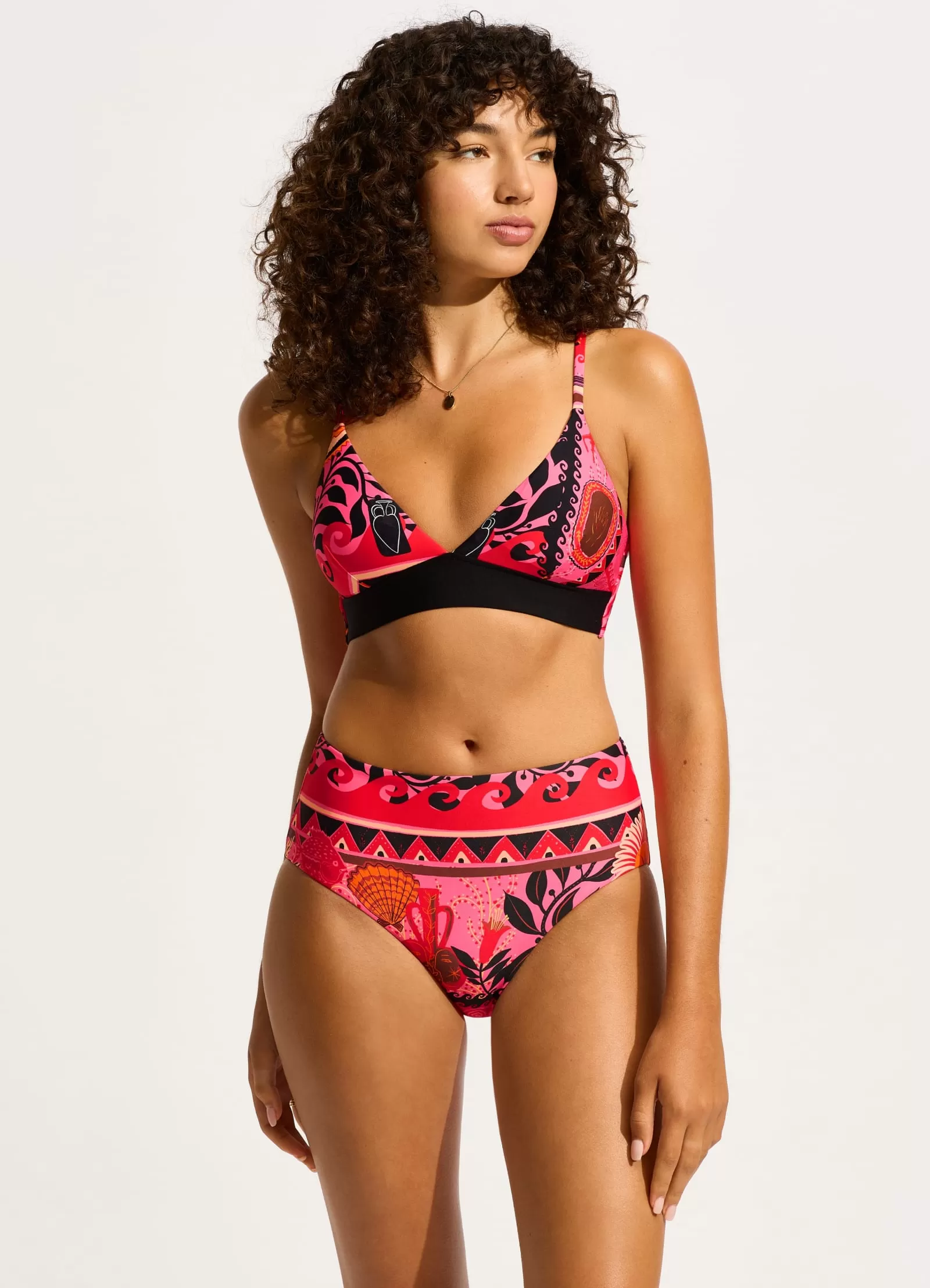 Atlantis High Waisted Bikini Bottom - Paradise Pink