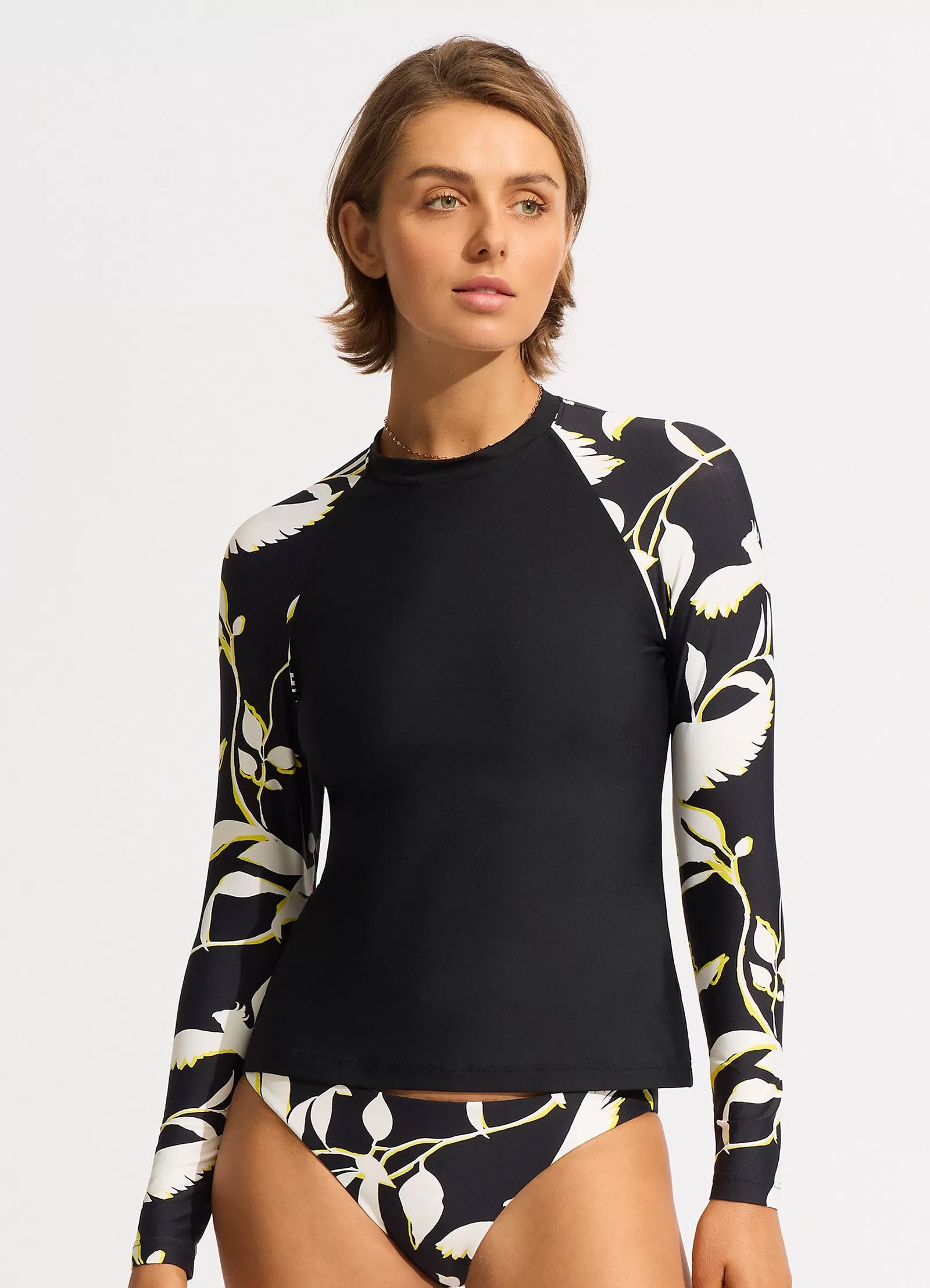 Birds Of Paradise Long Sleeve Rashvest - Black