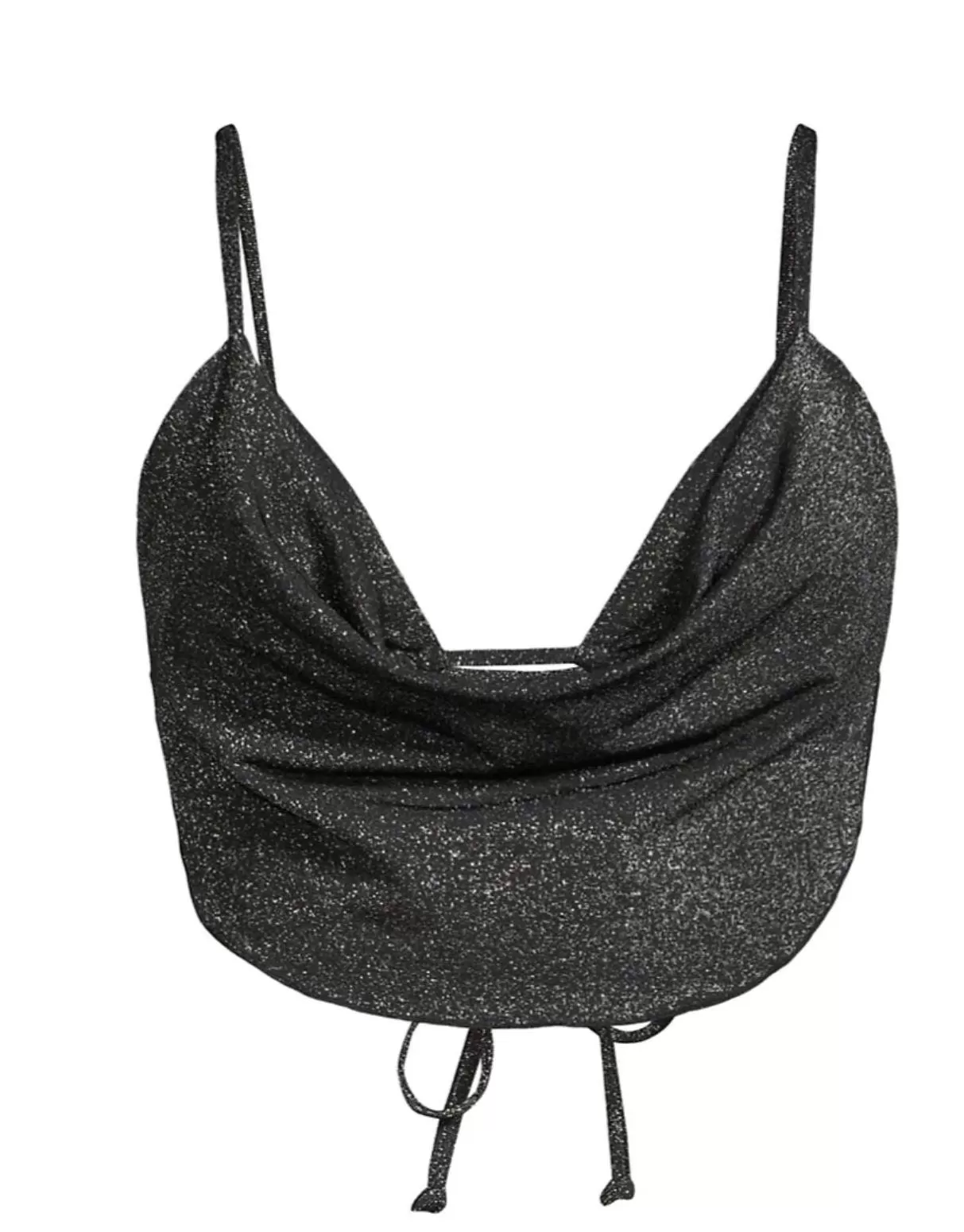 Black Cowl Neck Glitter Bikini Top