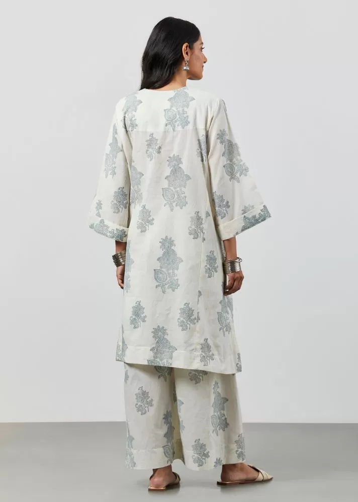 Block Print Blue Kurta Set