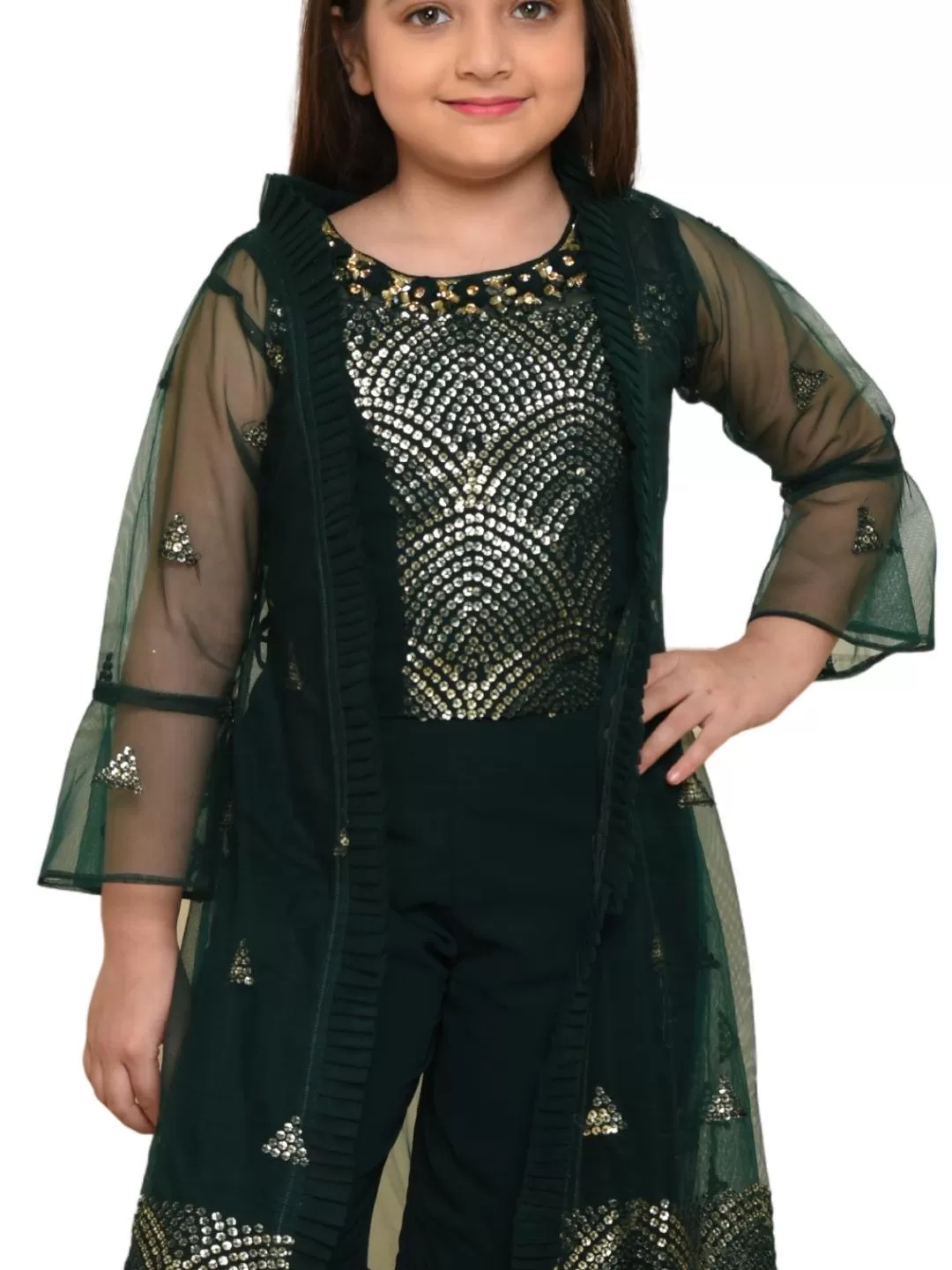 Bottle Green Coloured Gharara / Sharara Set For Girls