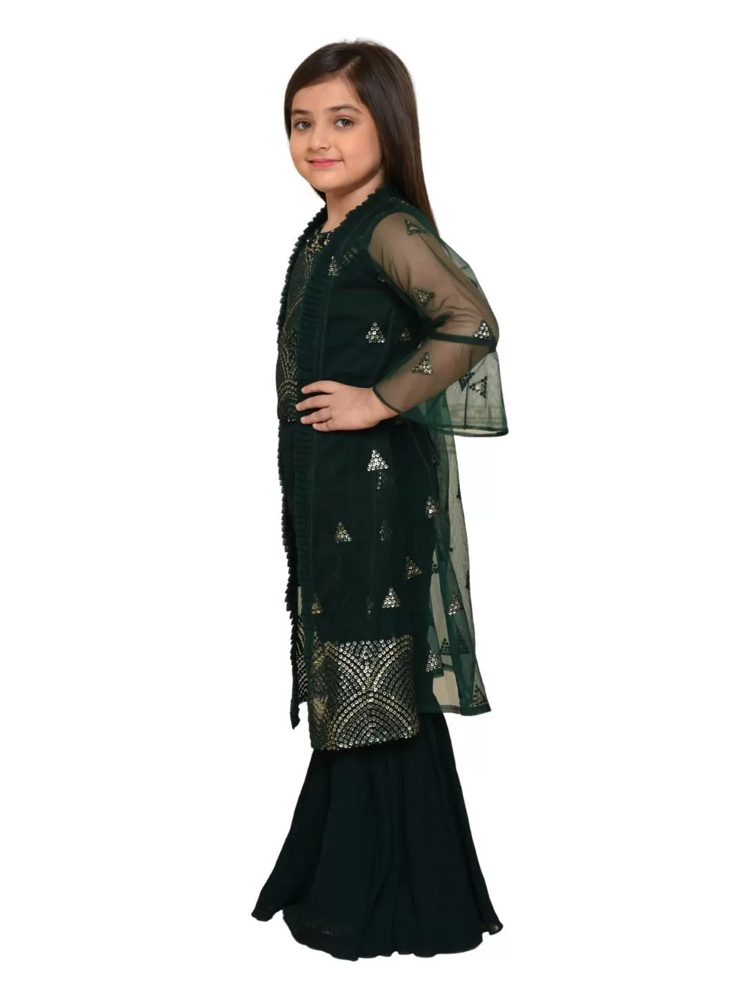 Bottle Green Coloured Gharara / Sharara Set For Girls