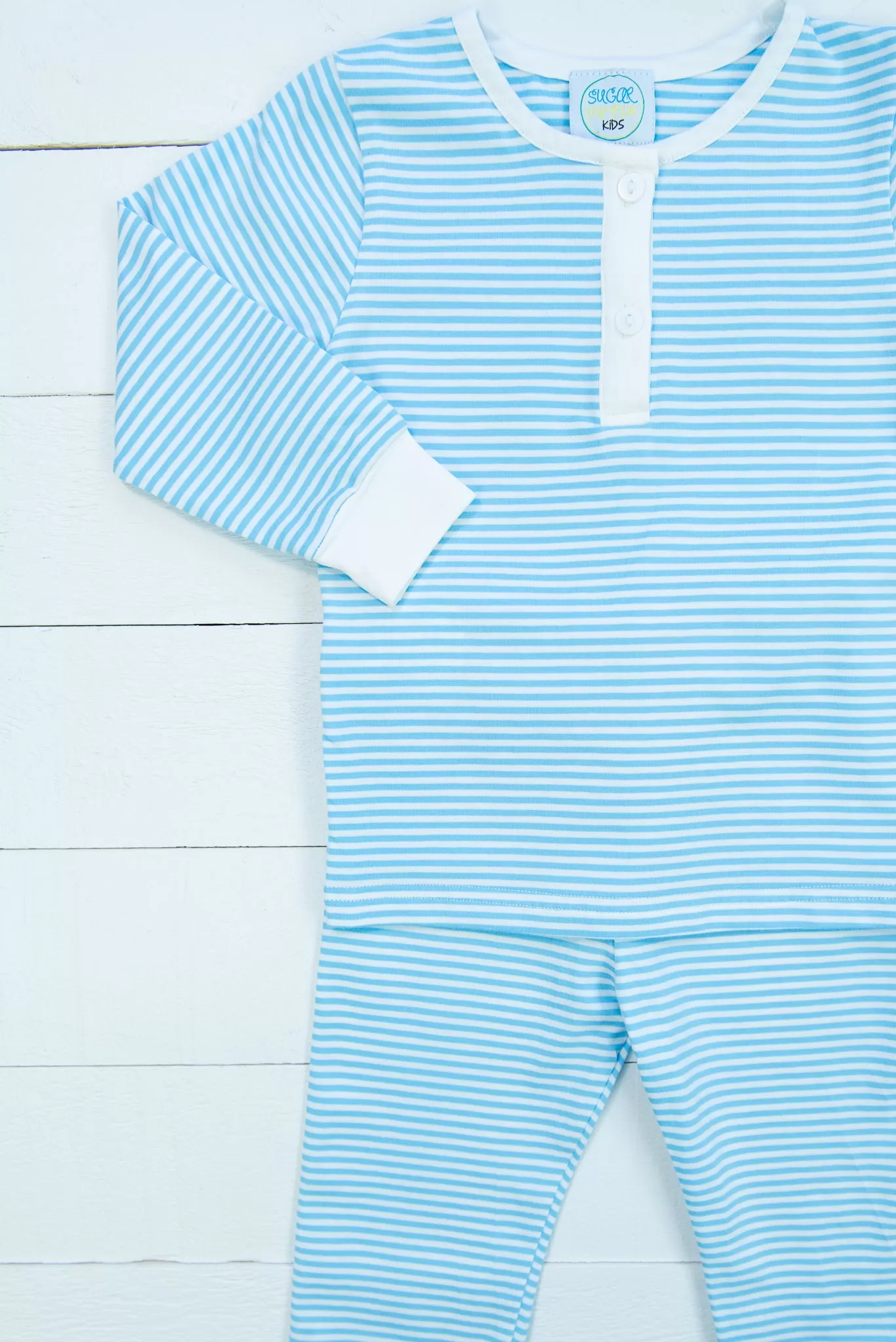 Boys Blue Stripe PJ Pants Set