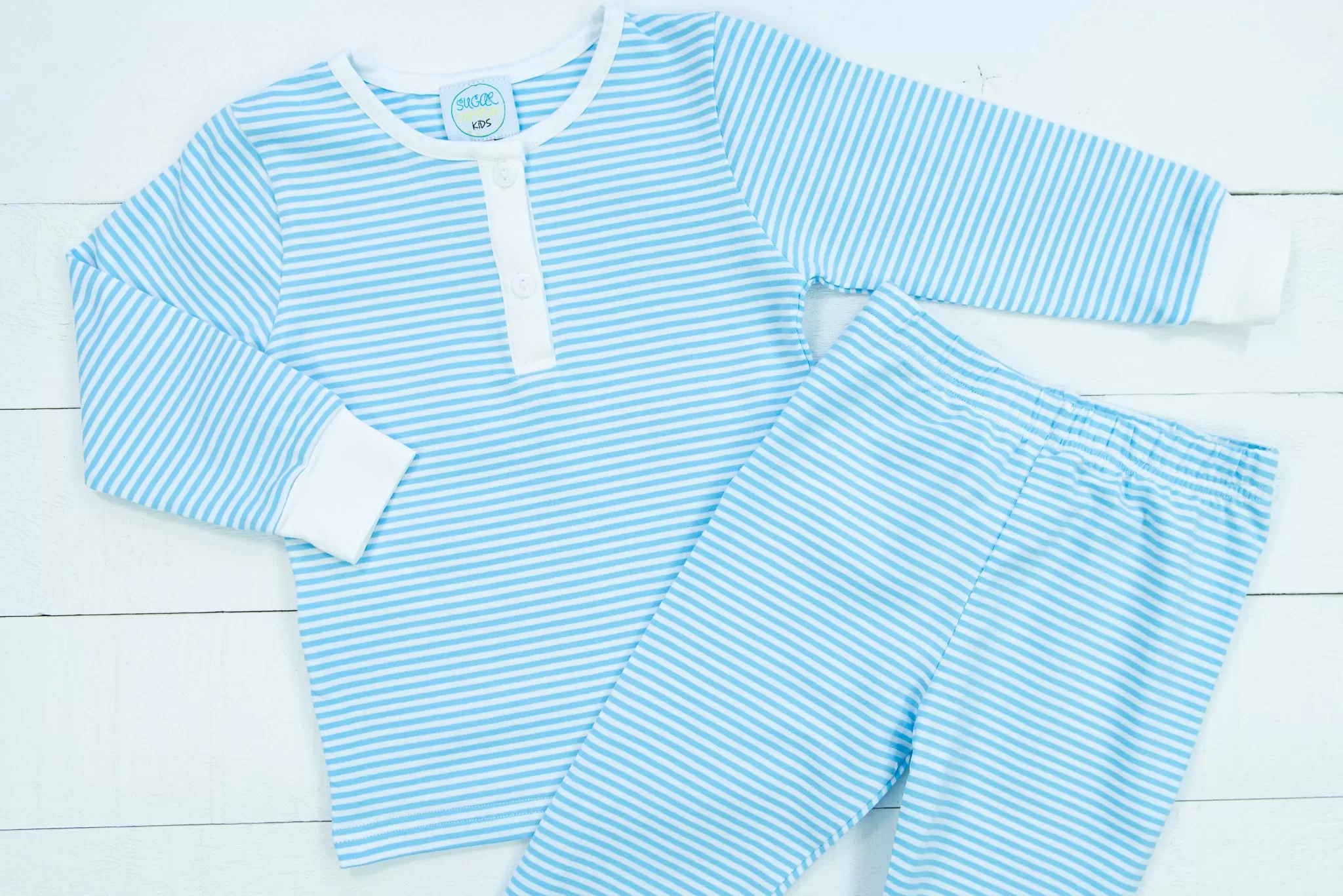 Boys Blue Stripe PJ Pants Set