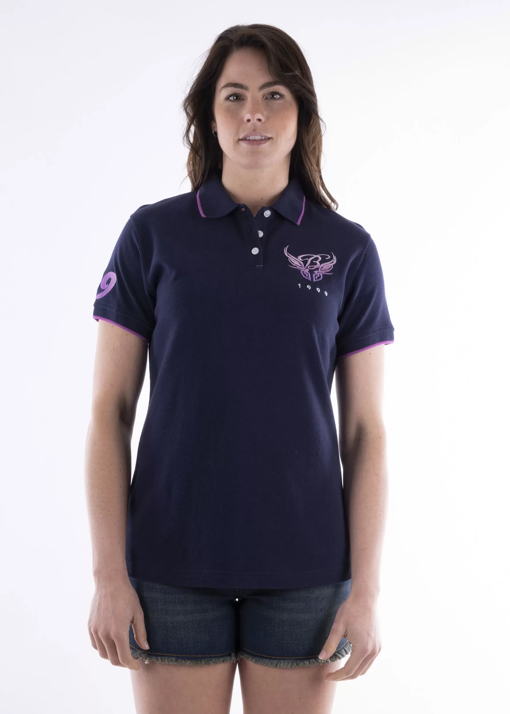 Bullzye Ladies Wings S/S Polo - Navy - B2S2507219