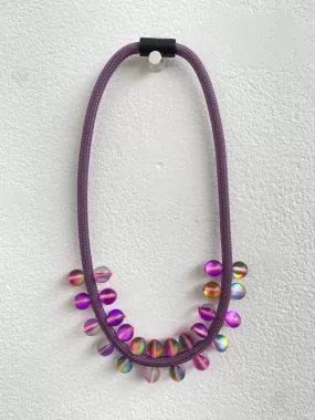 CB390 Purple/Purple Marble cord Necklace