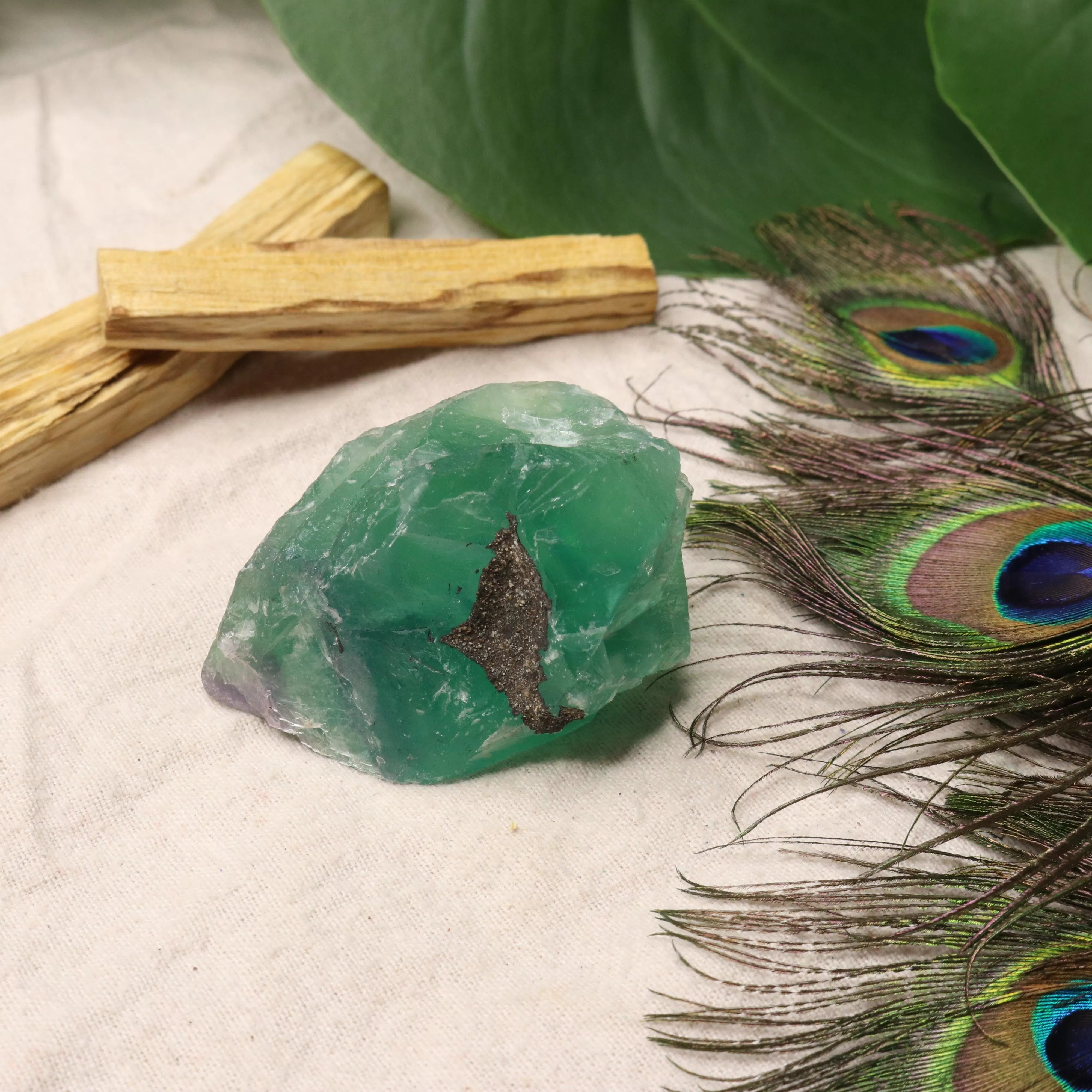 Chunky Top Grade Rough Rainbow Green Fluorite Specimen from Mexico