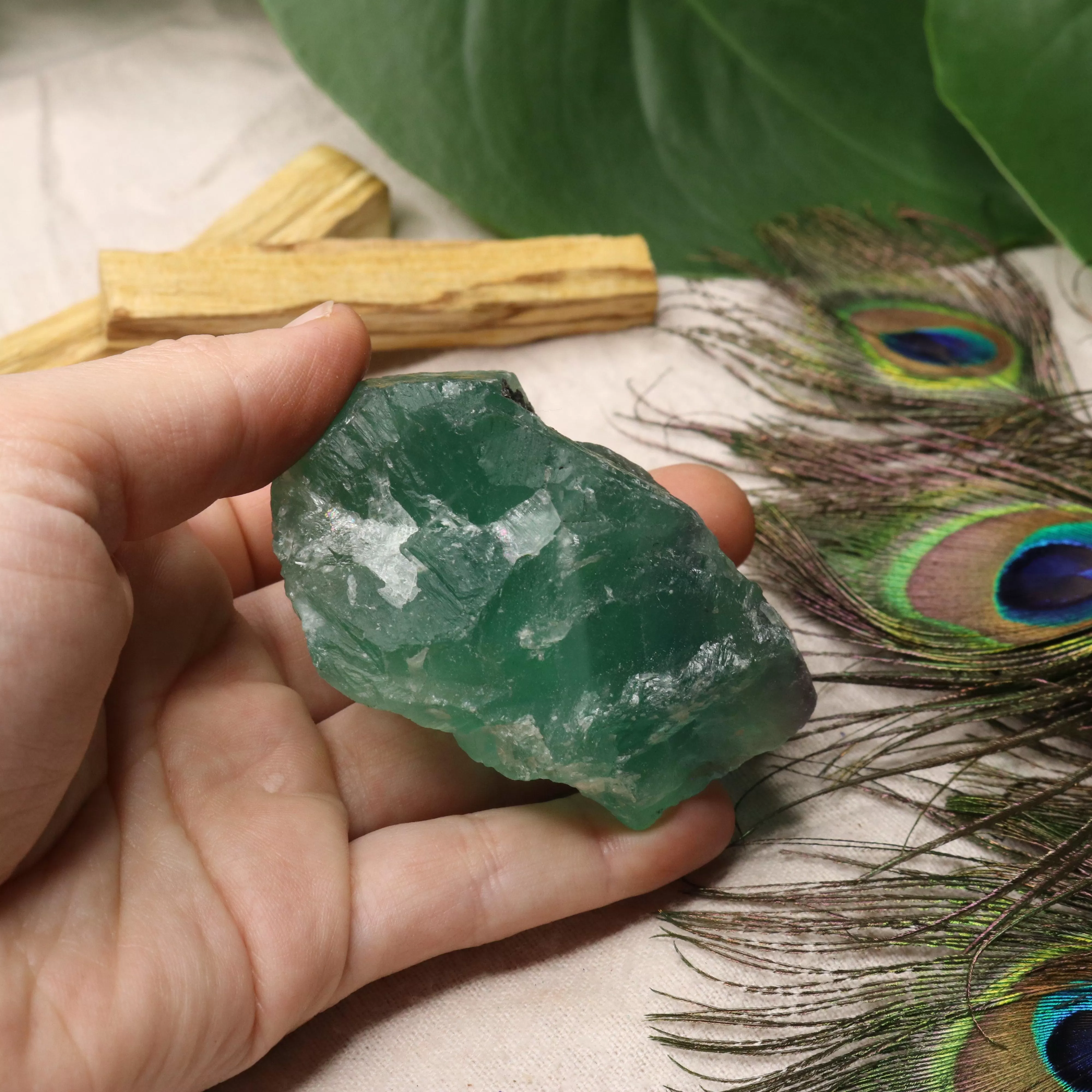 Chunky Top Grade Rough Rainbow Green Fluorite Specimen from Mexico