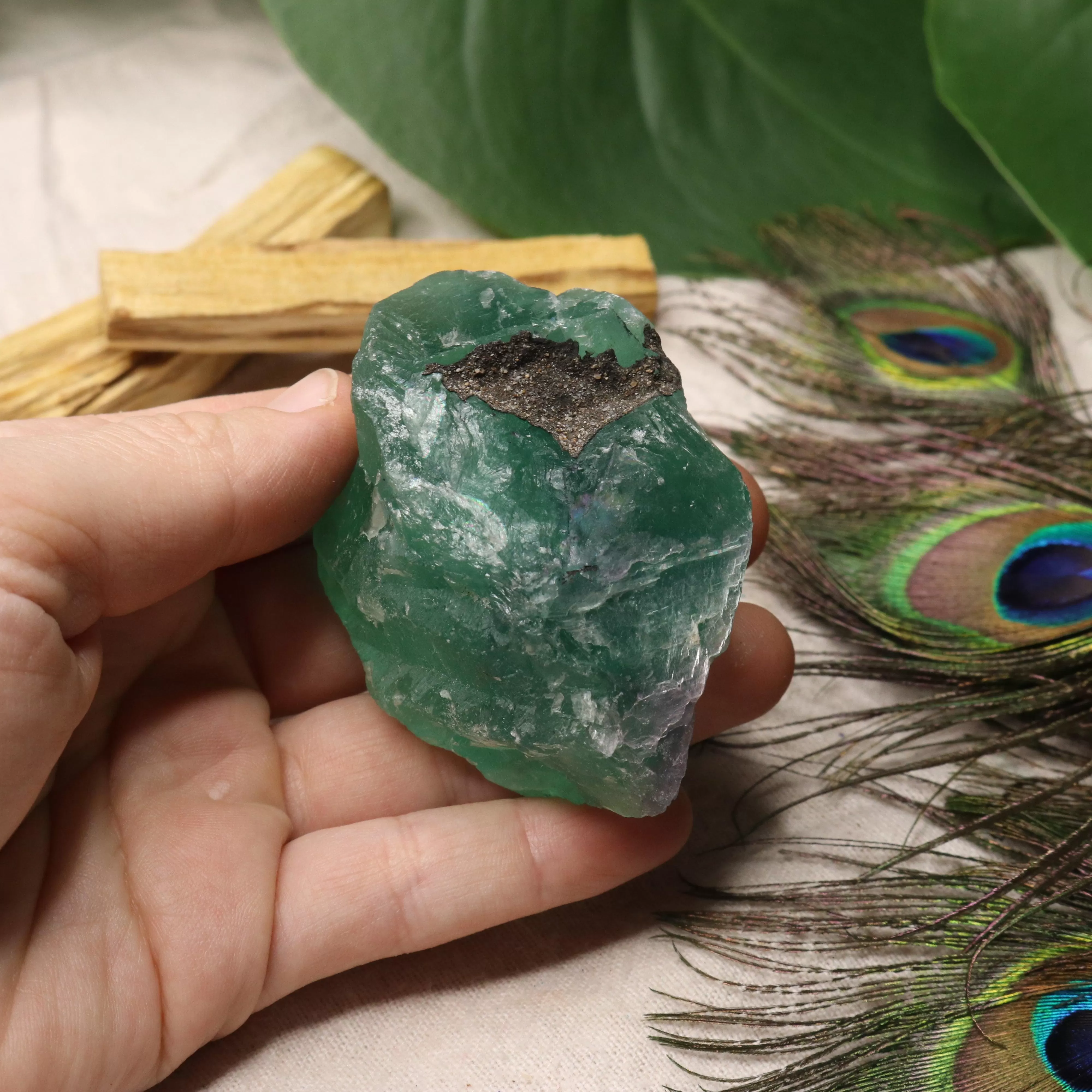 Chunky Top Grade Rough Rainbow Green Fluorite Specimen from Mexico