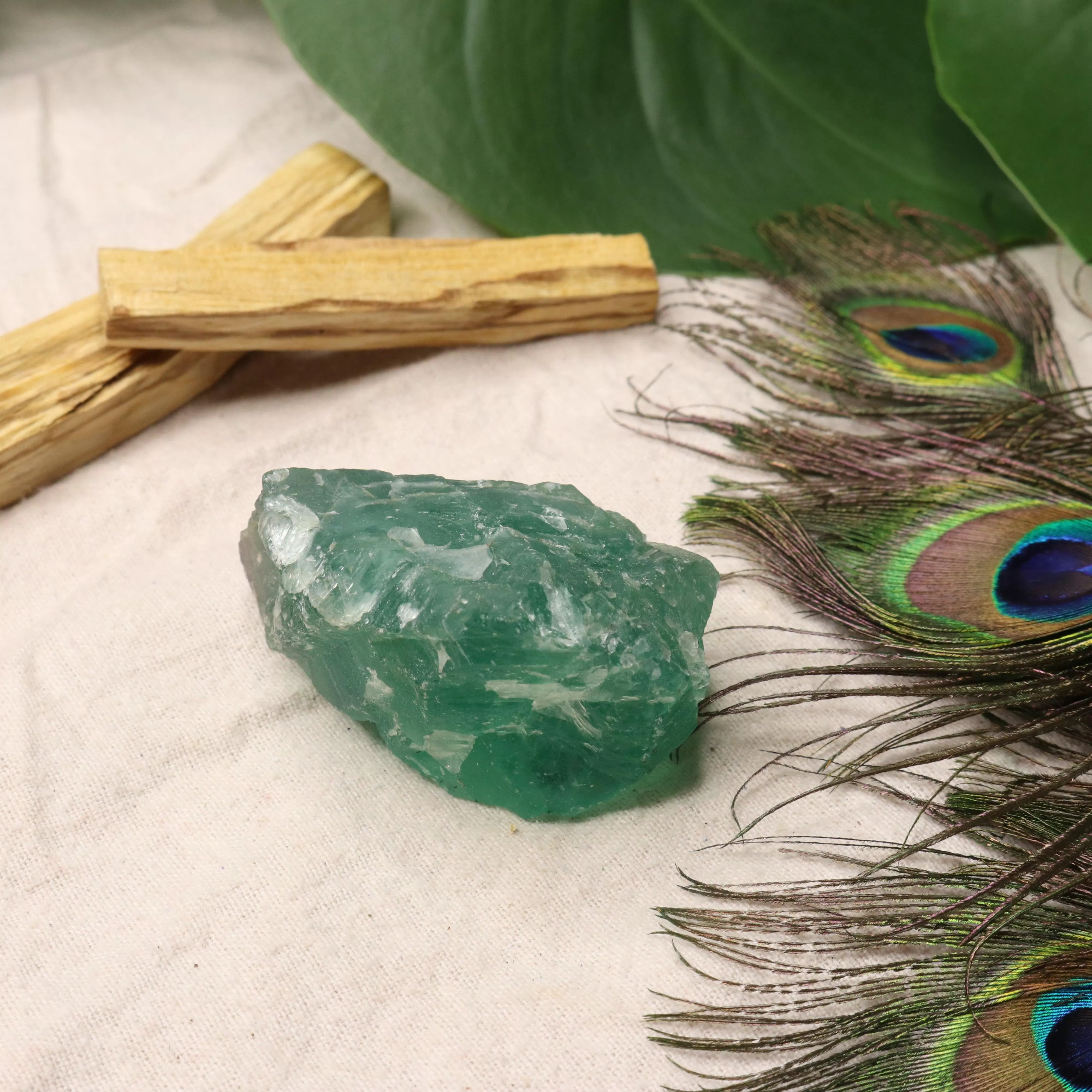 Chunky Top Grade Rough Rainbow Green Fluorite Specimen from Mexico