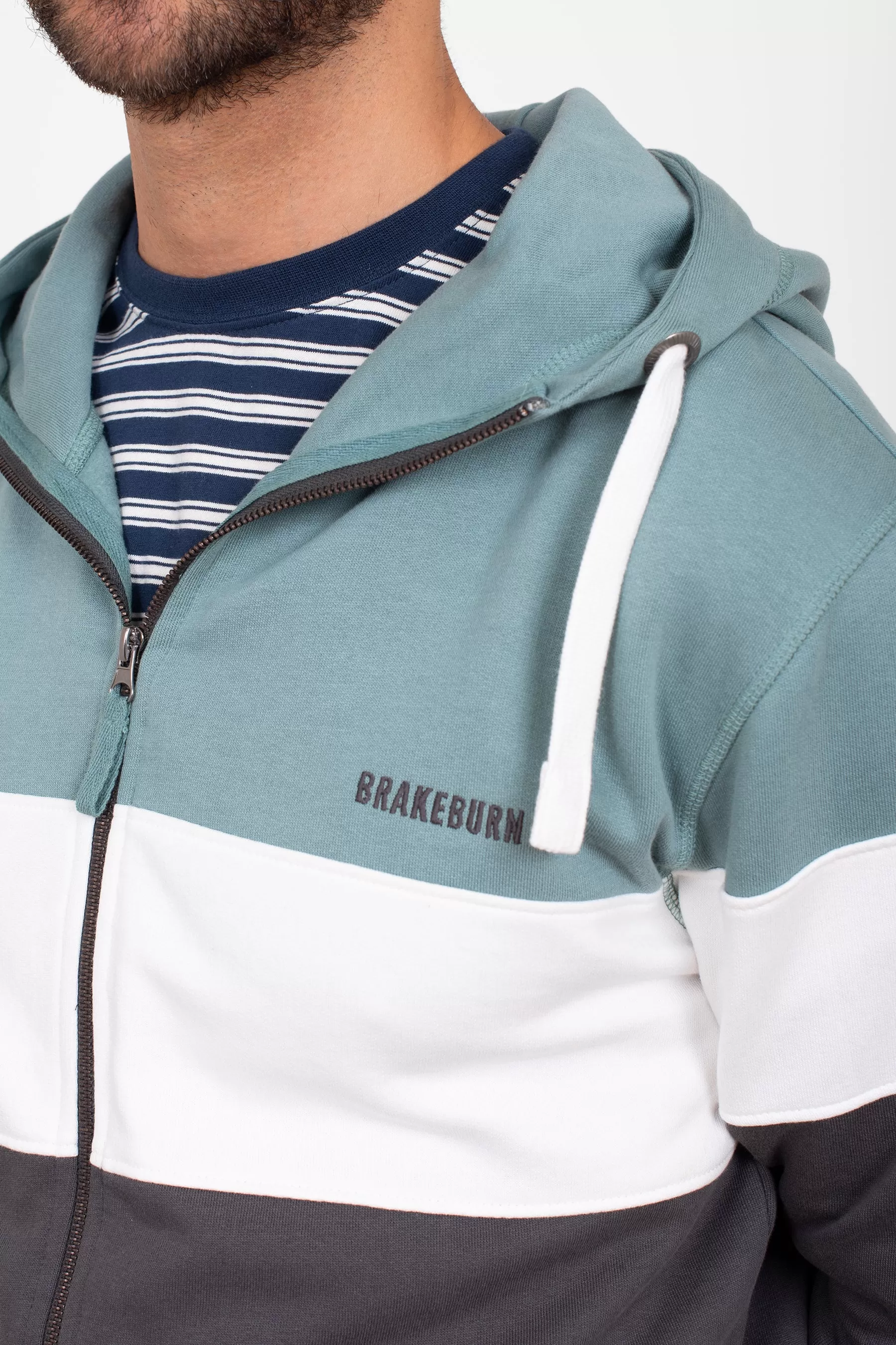 Colour Block Zip Thru Hoody