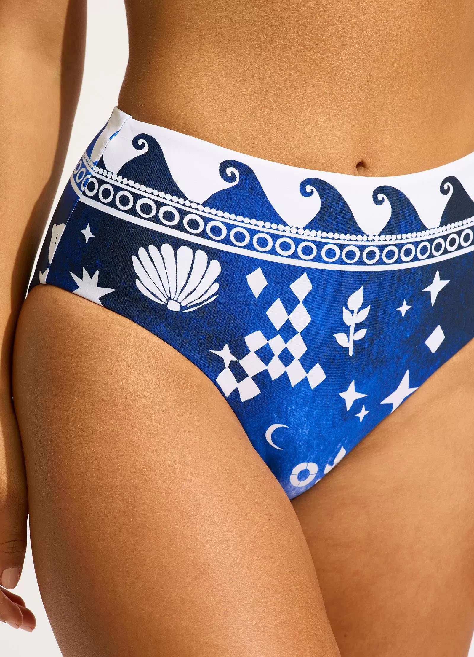 Corfu High Waisted Bikini Bottom - Azure