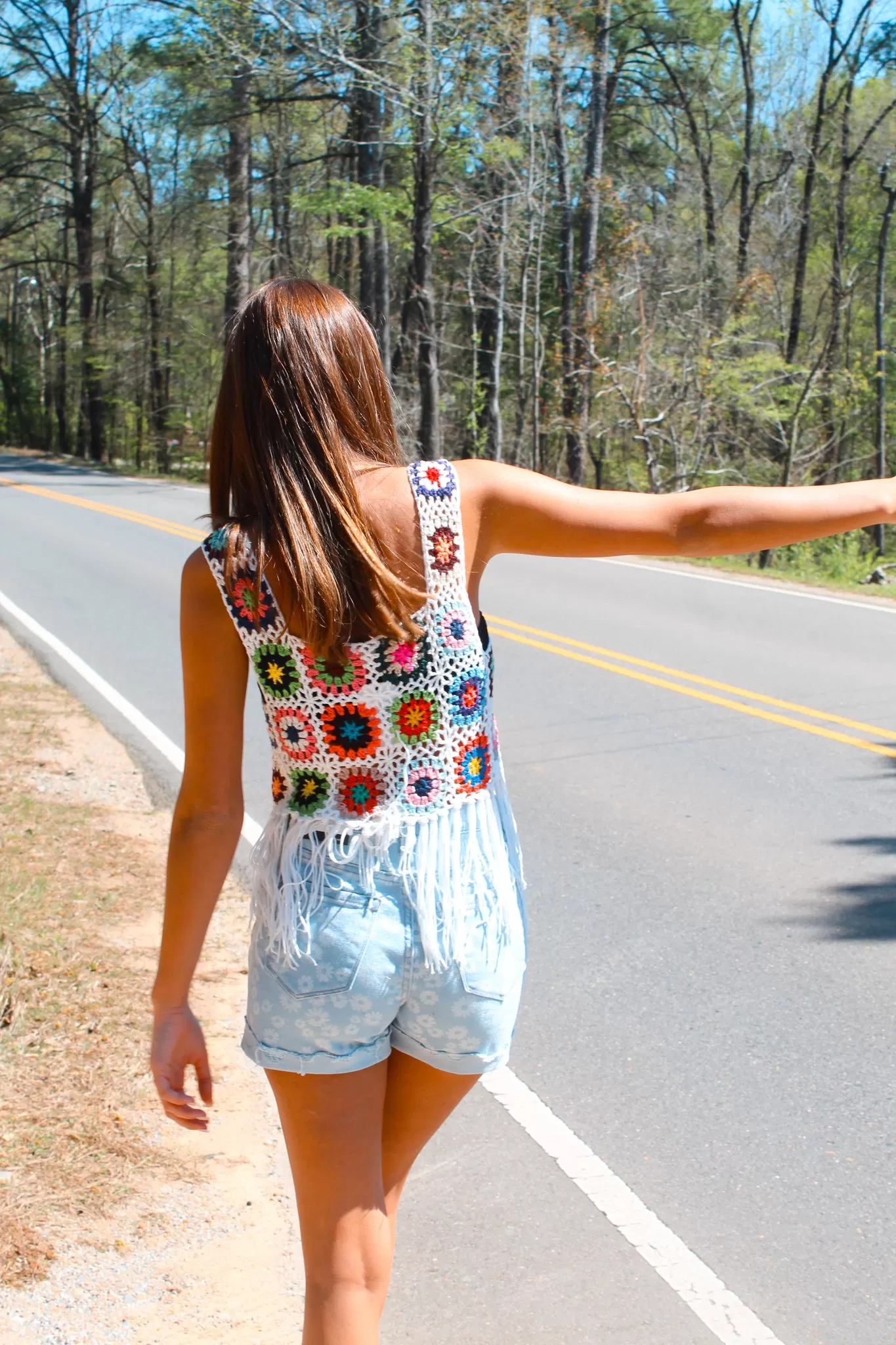 Crochet Multi-Color Fringe Tank