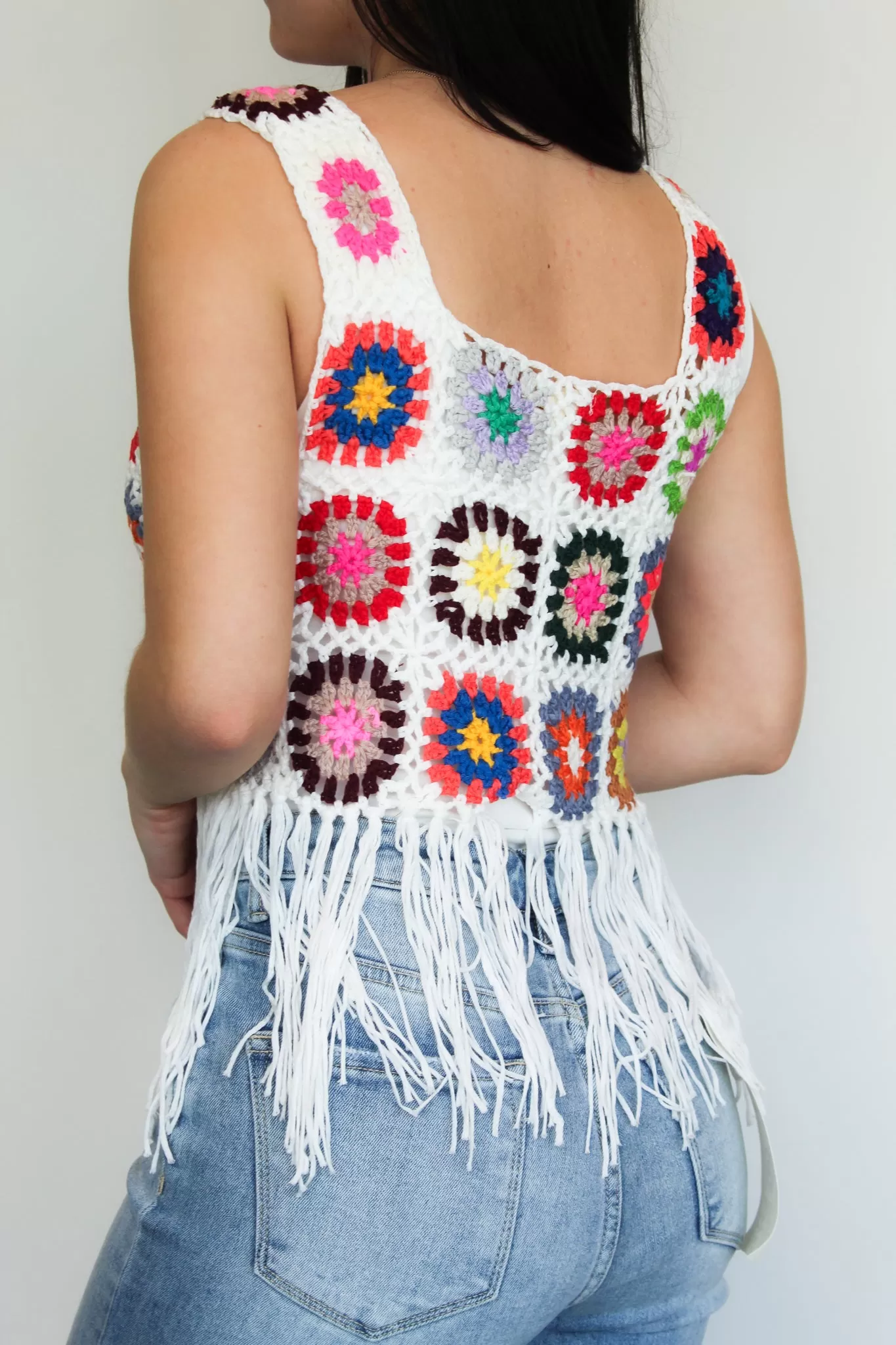 Crochet Multi-Color Fringe Tank