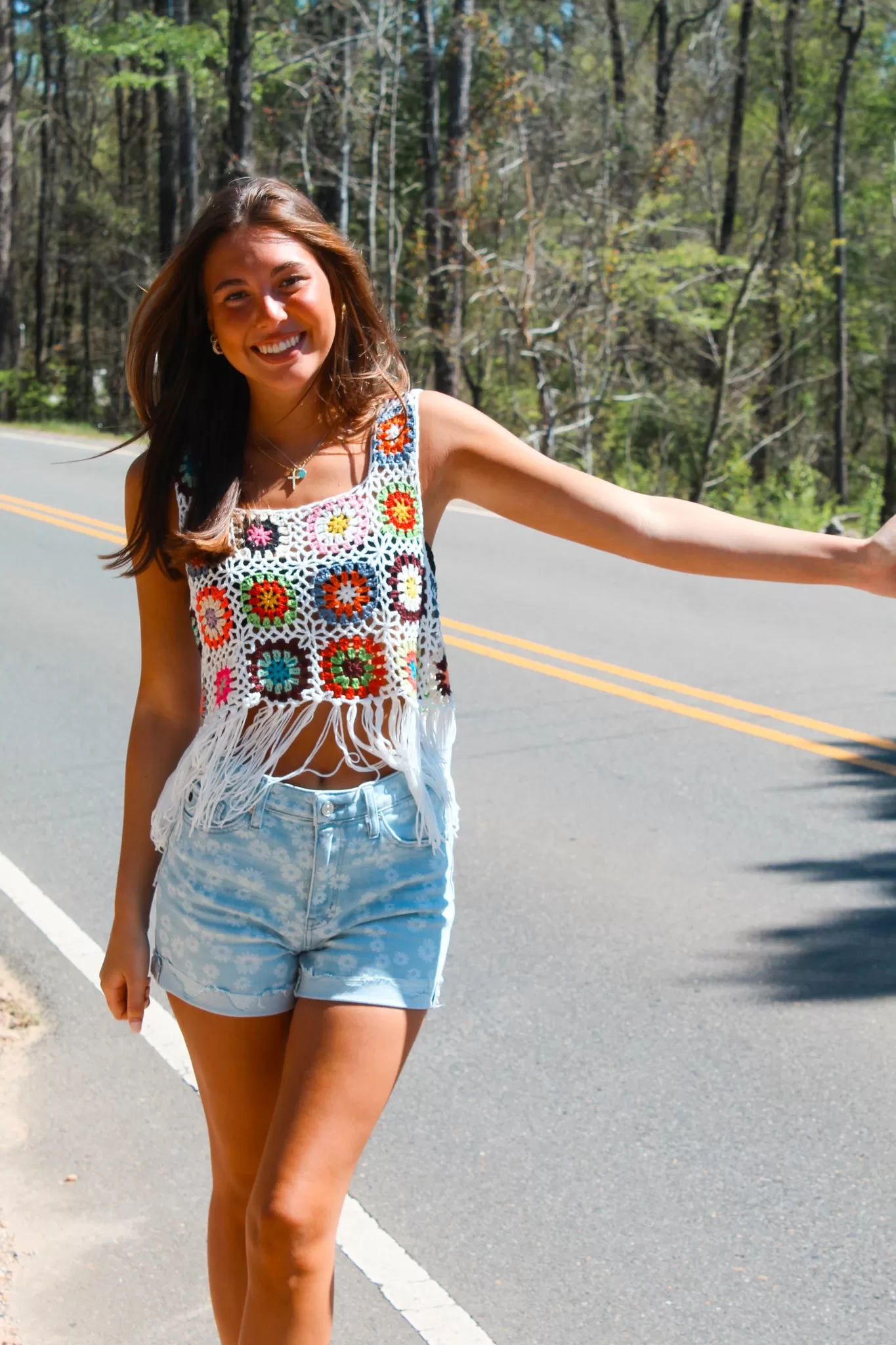 Crochet Multi-Color Fringe Tank