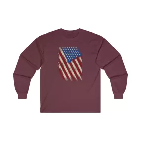 Distressed American Flag Long Sleeve Tee