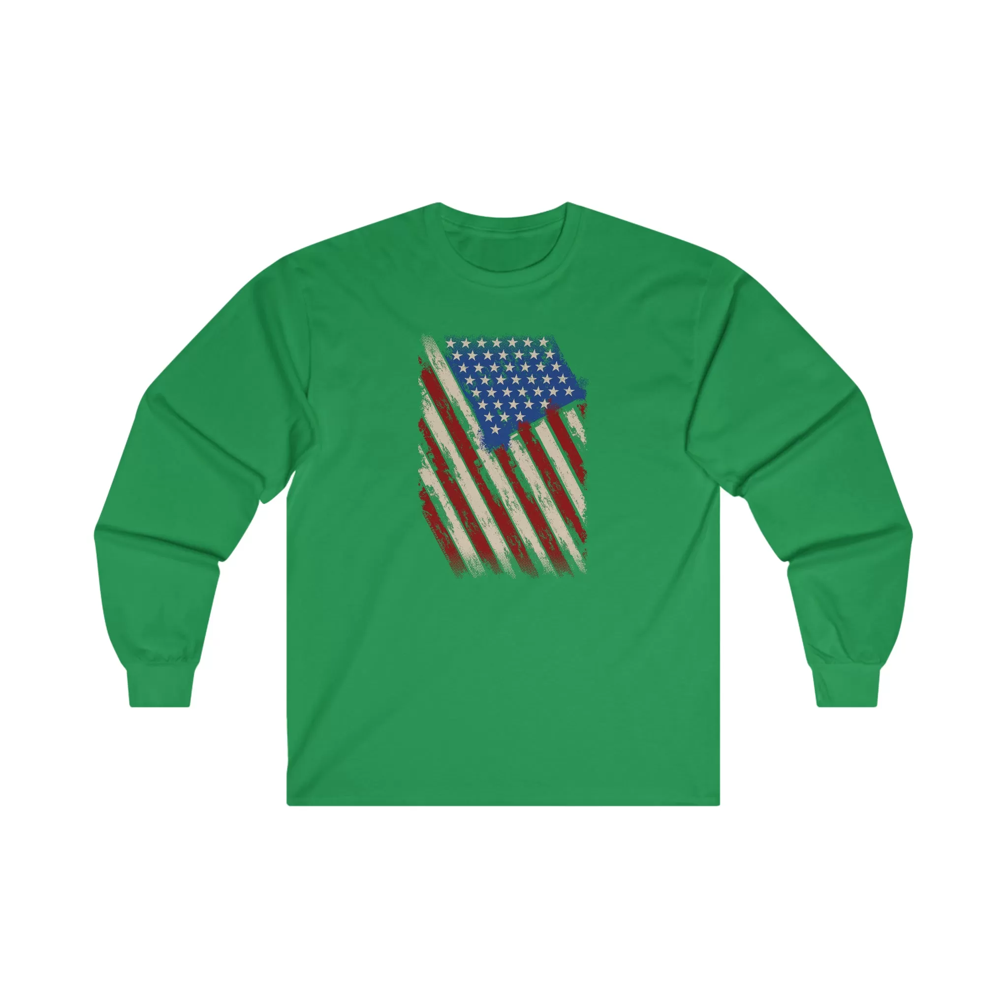 Distressed American Flag Long Sleeve Tee