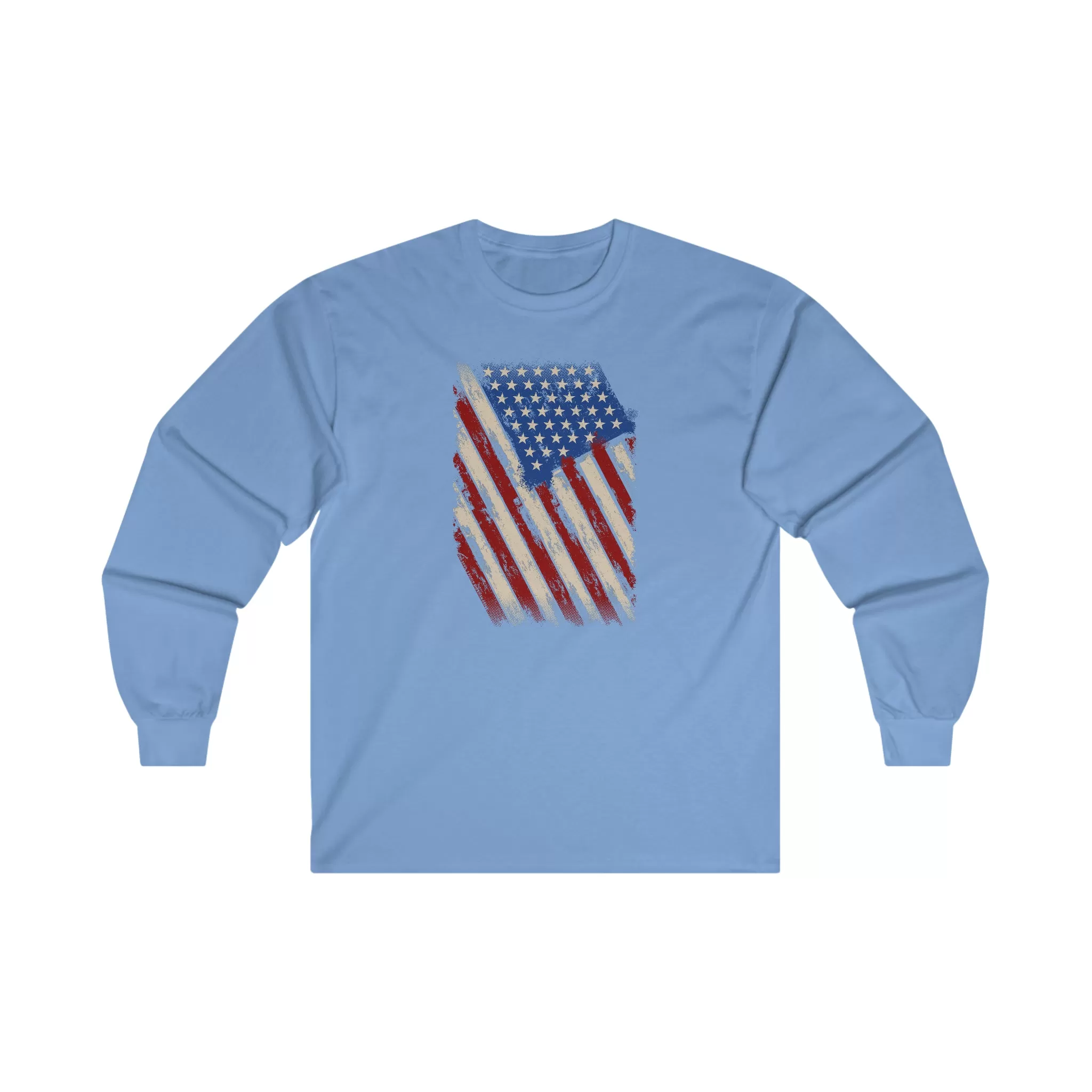 Distressed American Flag Long Sleeve Tee