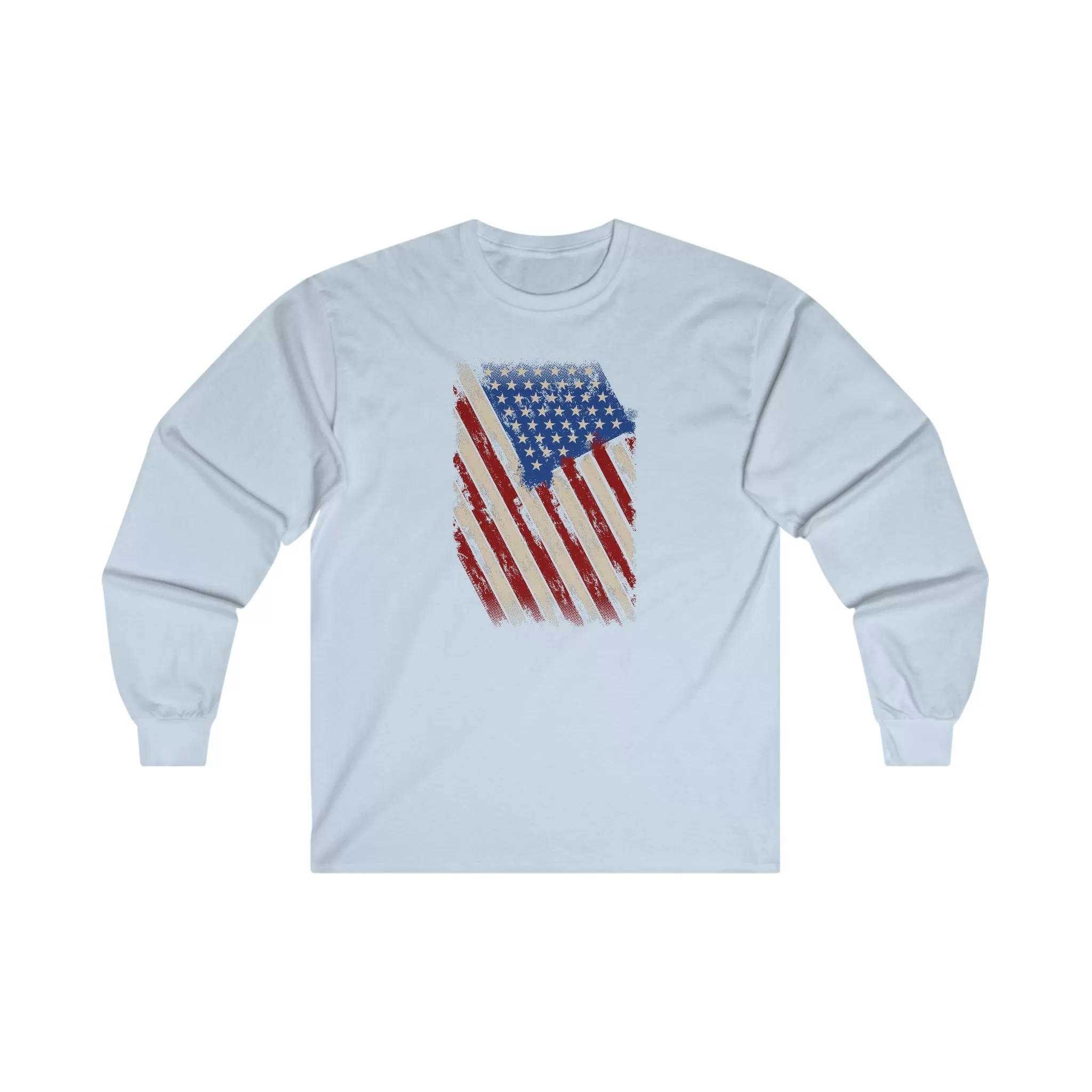 Distressed American Flag Long Sleeve Tee