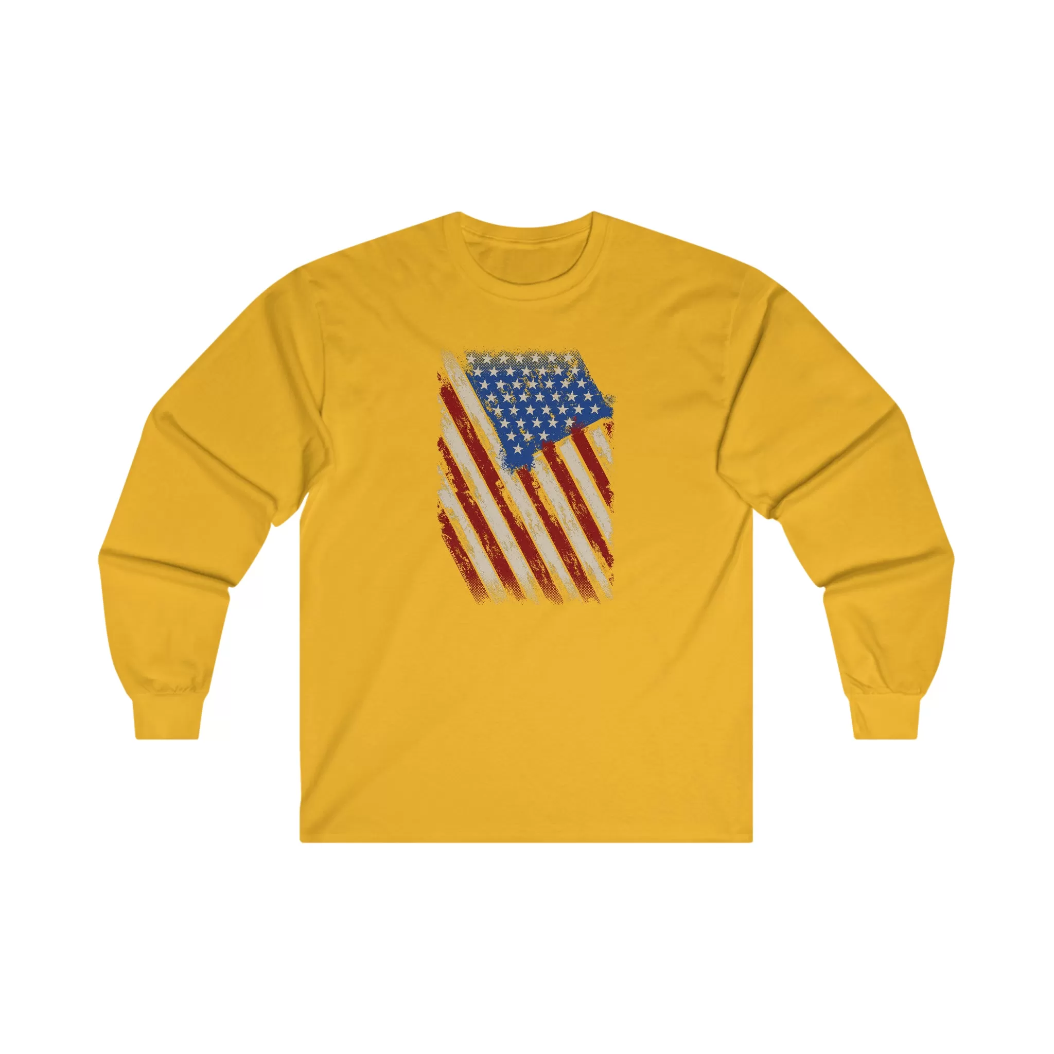 Distressed American Flag Long Sleeve Tee