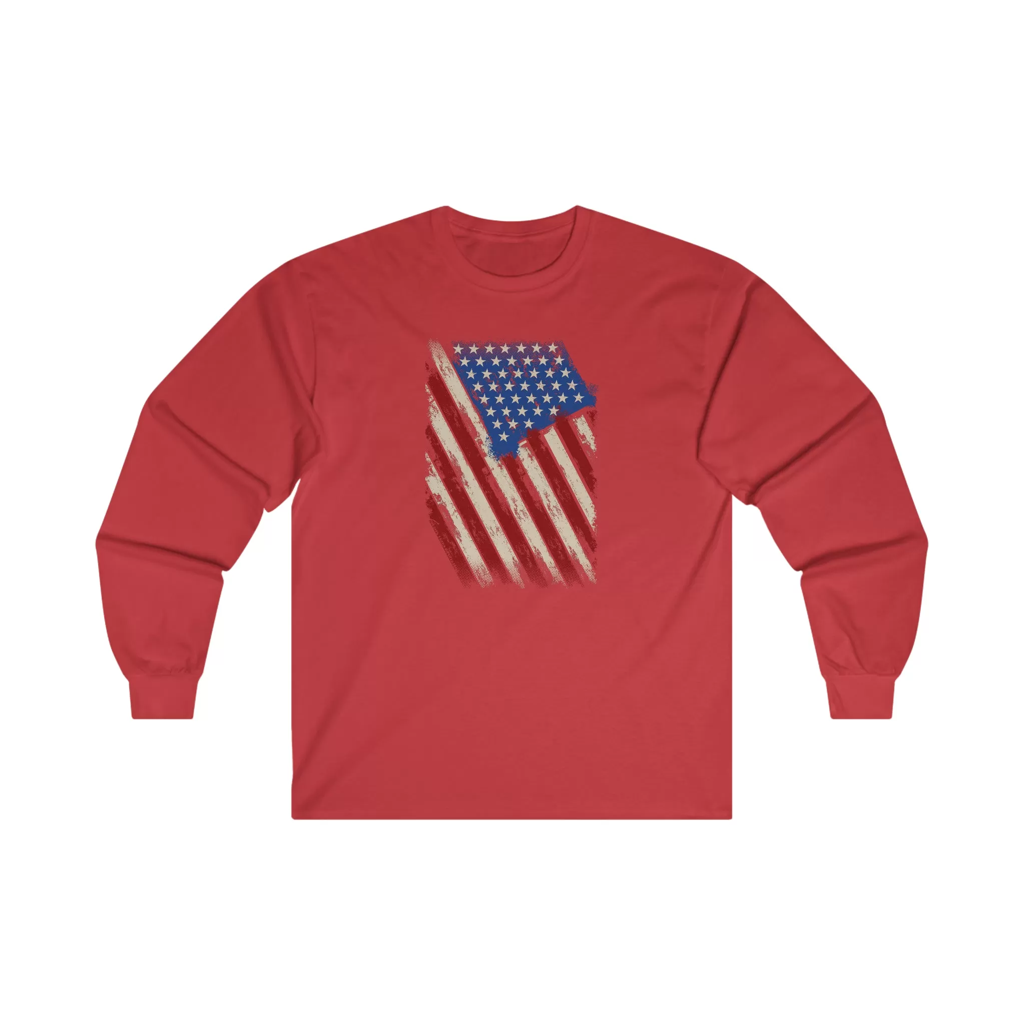 Distressed American Flag Long Sleeve Tee