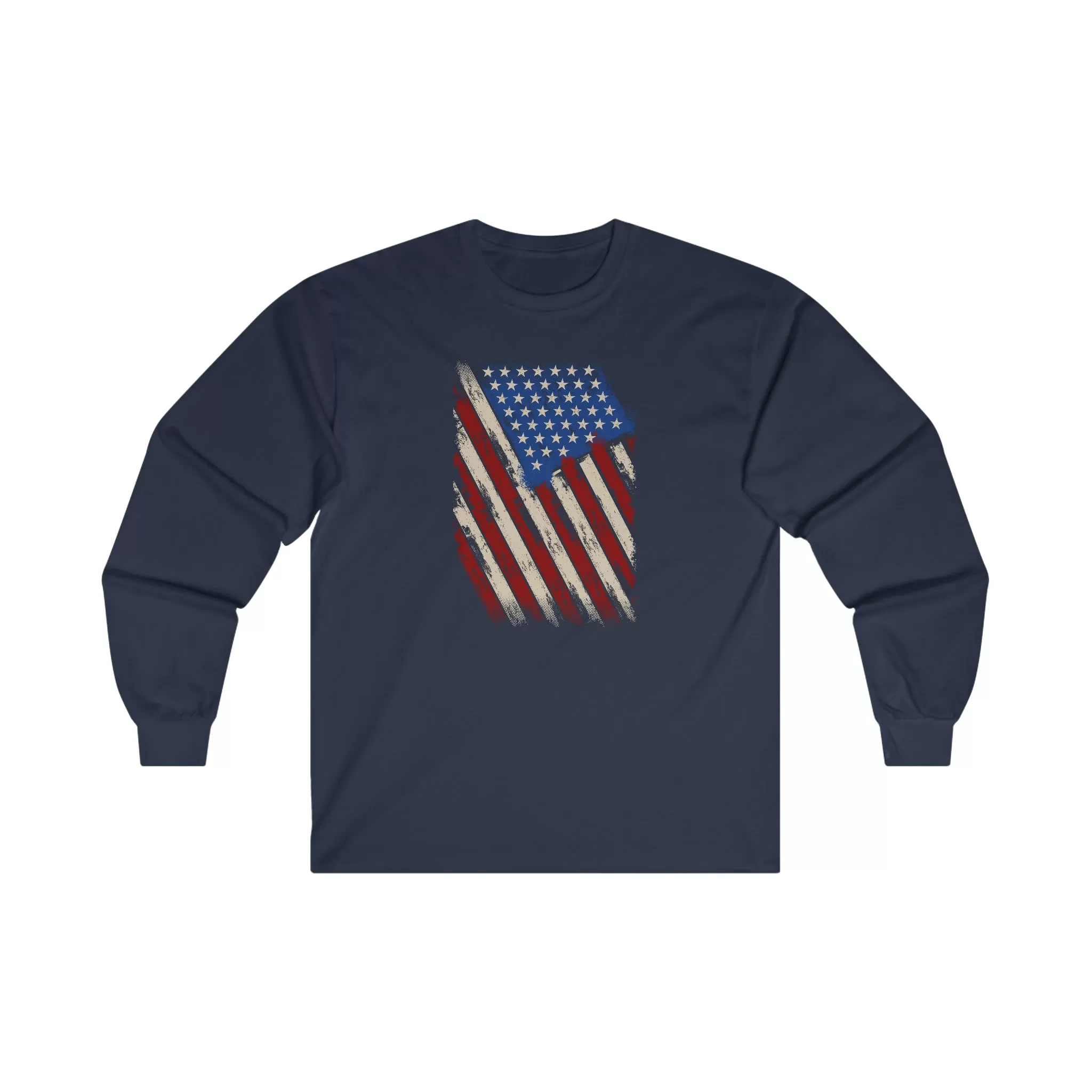 Distressed American Flag Long Sleeve Tee