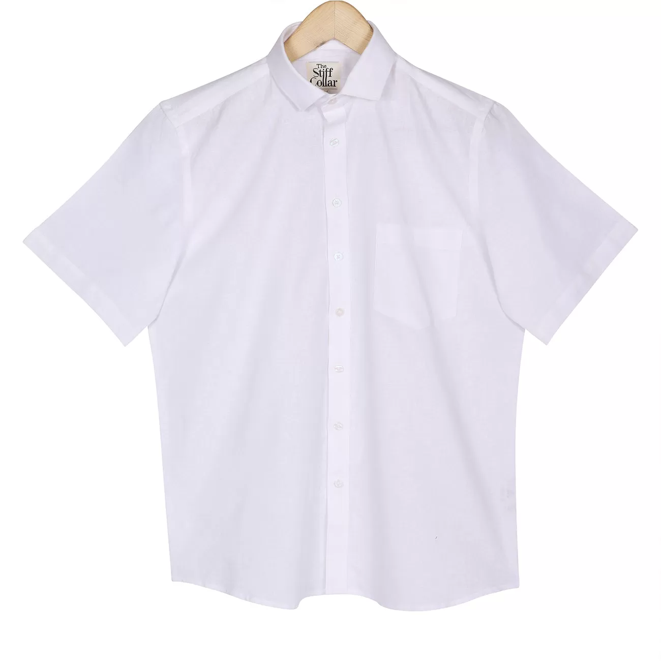 Dove White Cotton Linen Half Sleeve Shirt