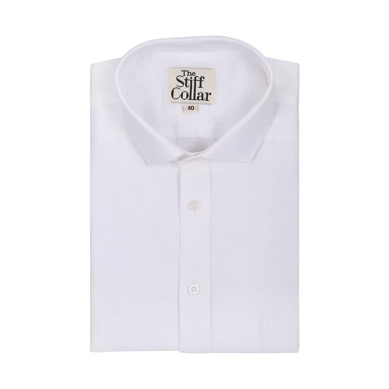 Dove White Cotton Linen Half Sleeve Shirt