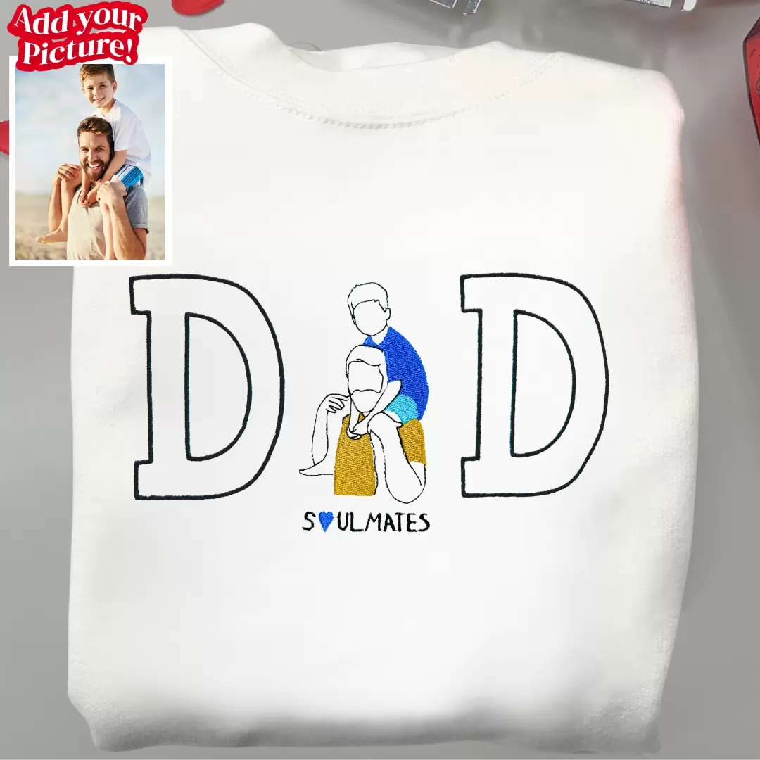 Embroidered Fathers Day "DAD" Outline Hoodie - Soulmate Customs©