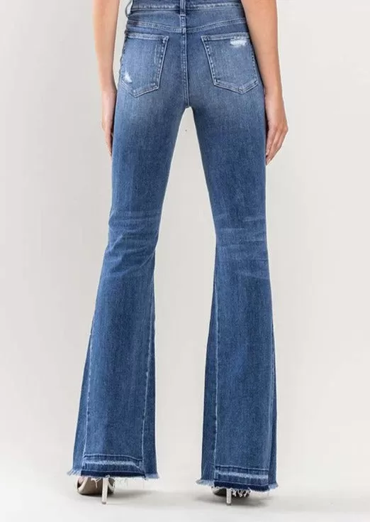 FINAL SALE - Flying Monkey High Rise Distressed Panel Flare Jeans