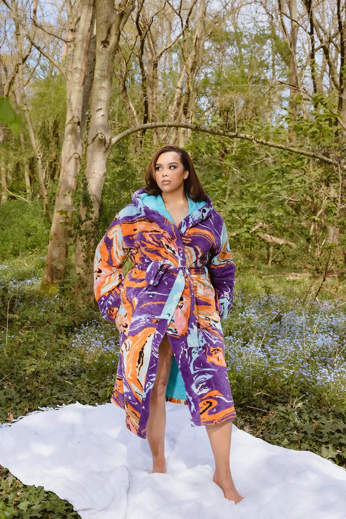 Gaia Printed Robe - Purple