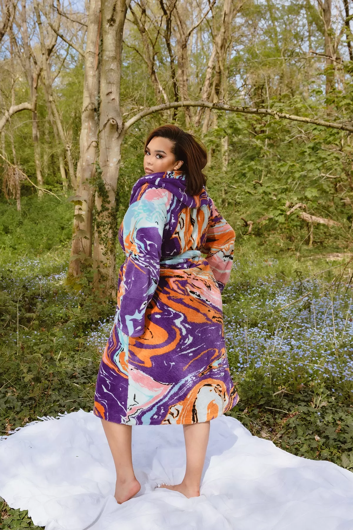 Gaia Printed Robe - Purple