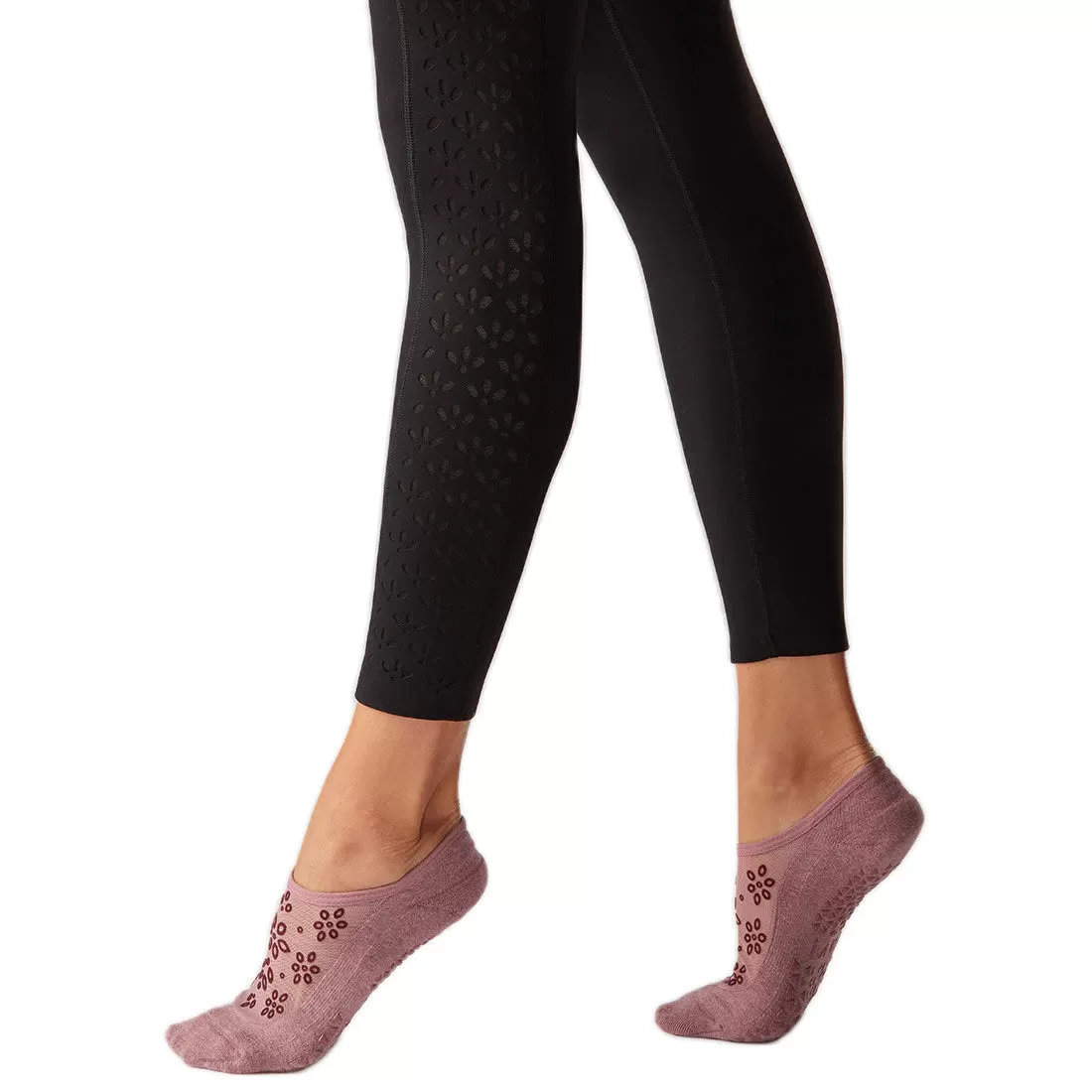 HIGH WAISTED EYELET 7/8 LEGGINGS - EBONY