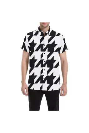 Houndstooth Large Men's All Over Print Short Sleeve Shirt/Large Size