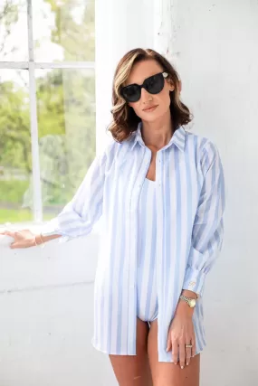 Ladies Blue Stripe Overshirt