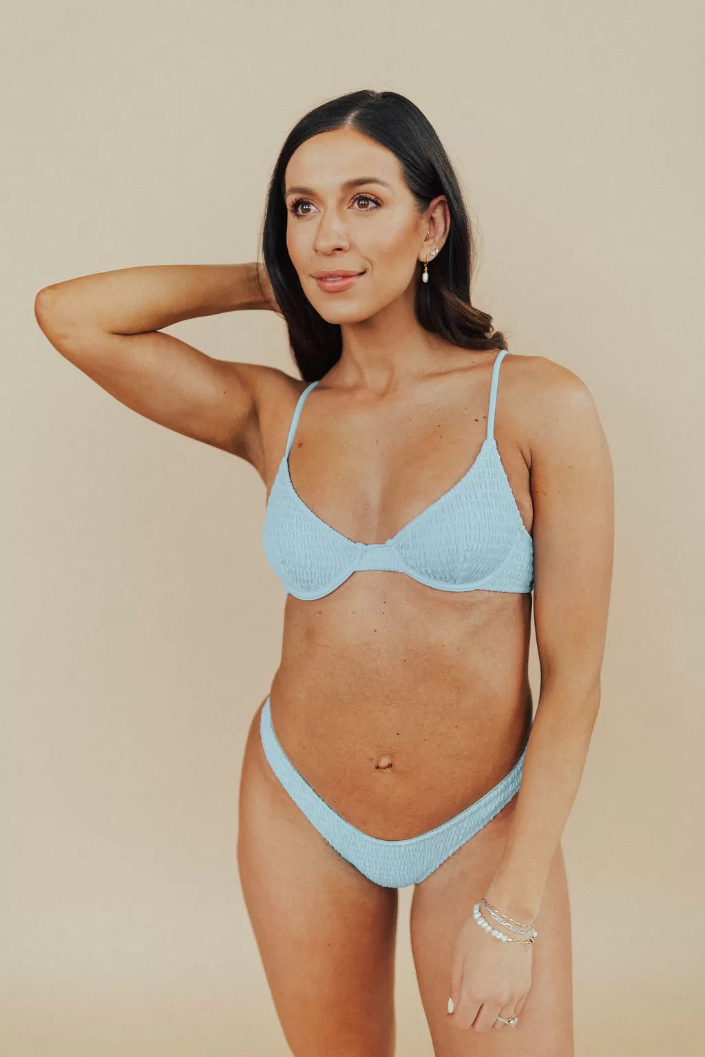 *Light Blue Smocked Bikini TOP FINAL SALE