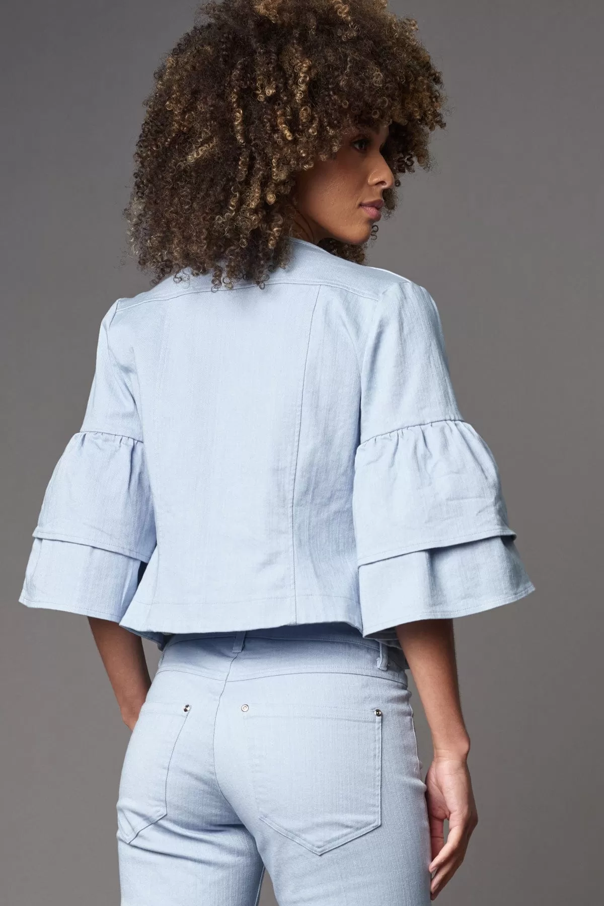 Lola & Sophie Ruffle Sleeve jean Jacket