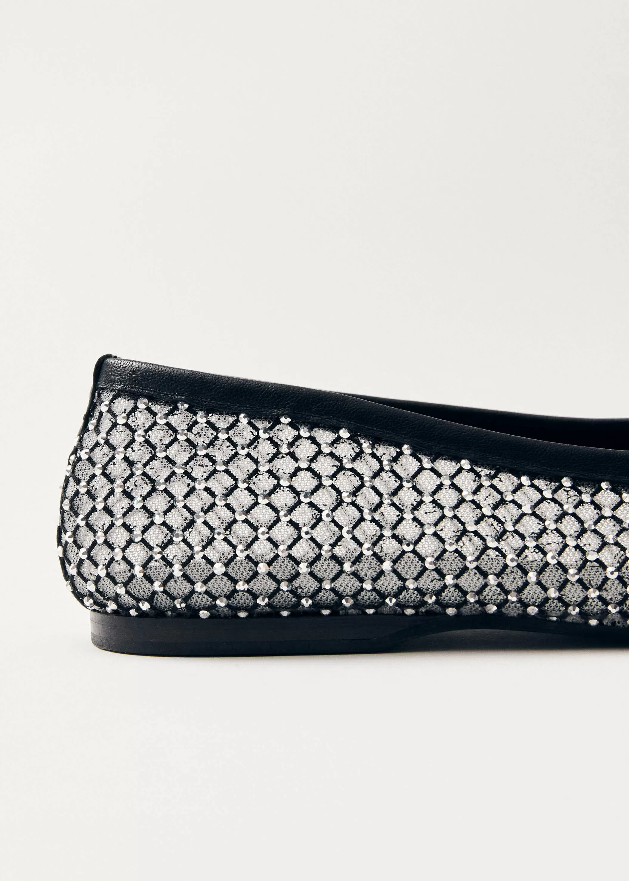 Lorain Mesh Glow Black Leather Ballet Flats