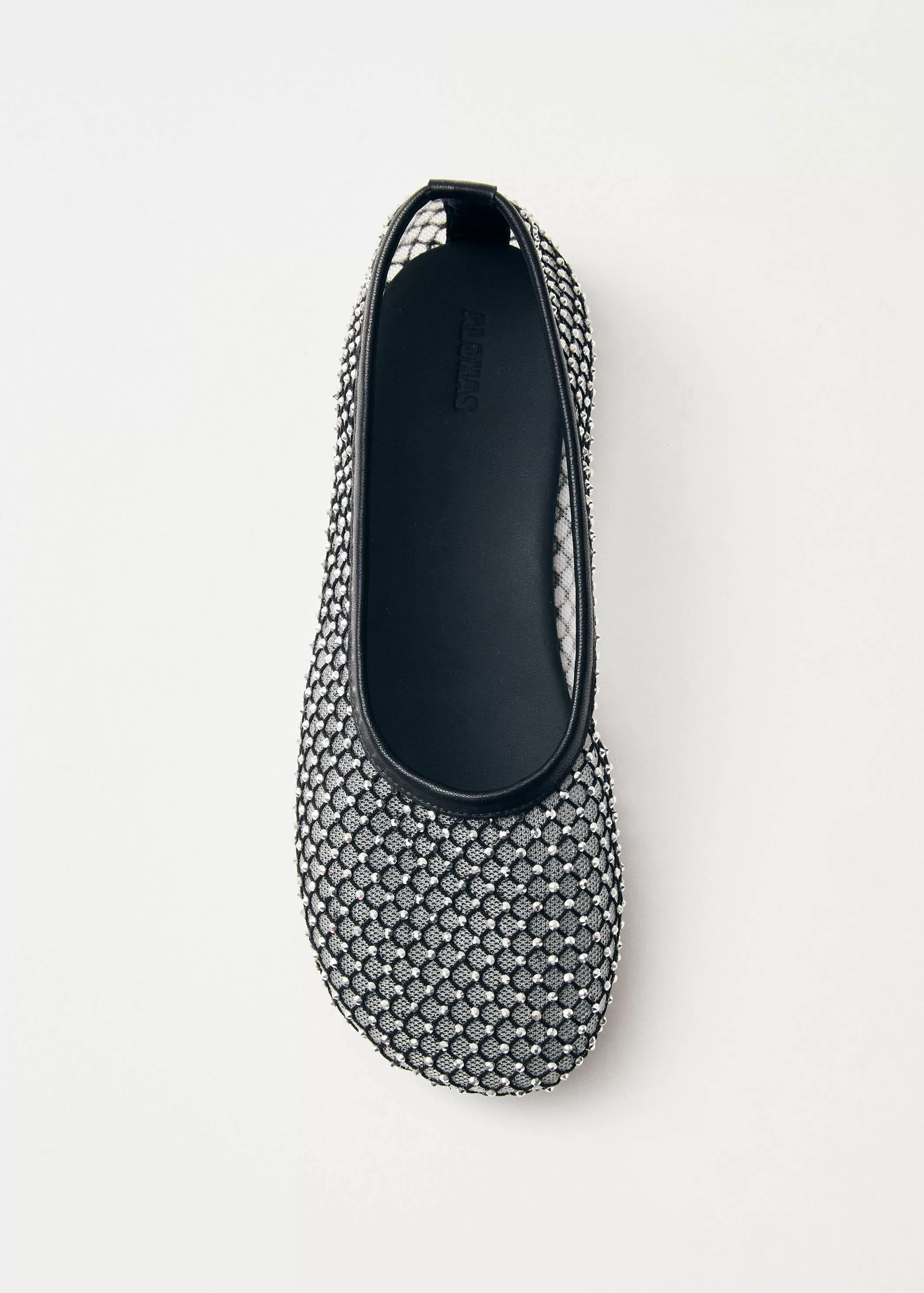 Lorain Mesh Glow Black Leather Ballet Flats