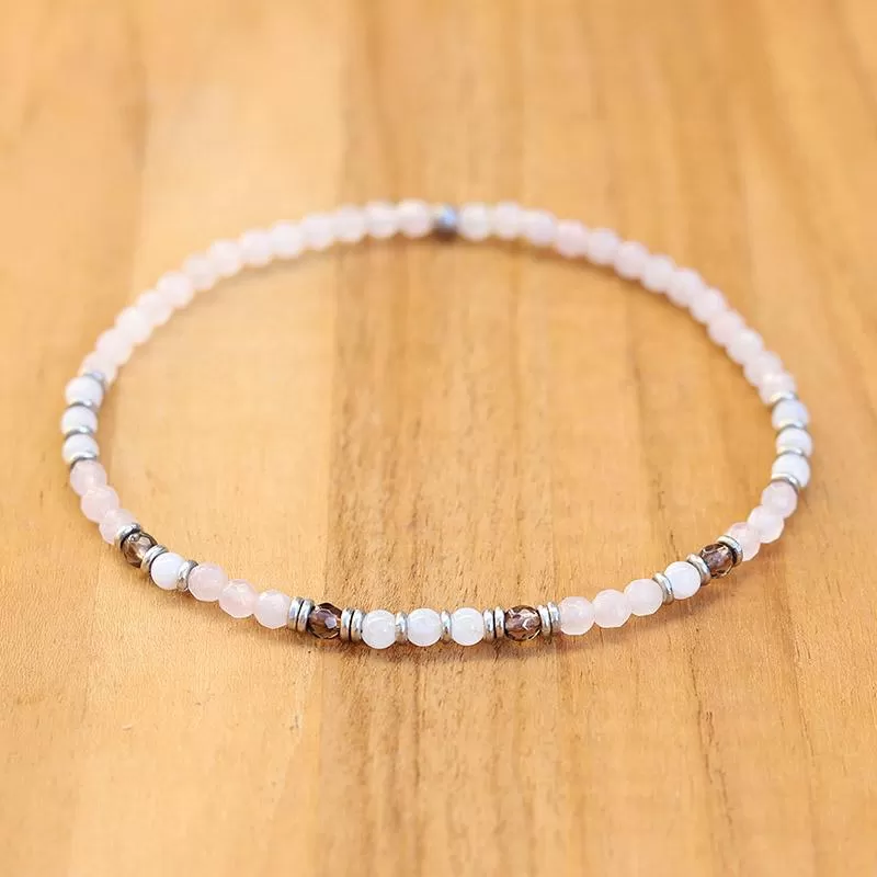 Love & Intuition Rose Quartz and Moonstone Delicate Anklet