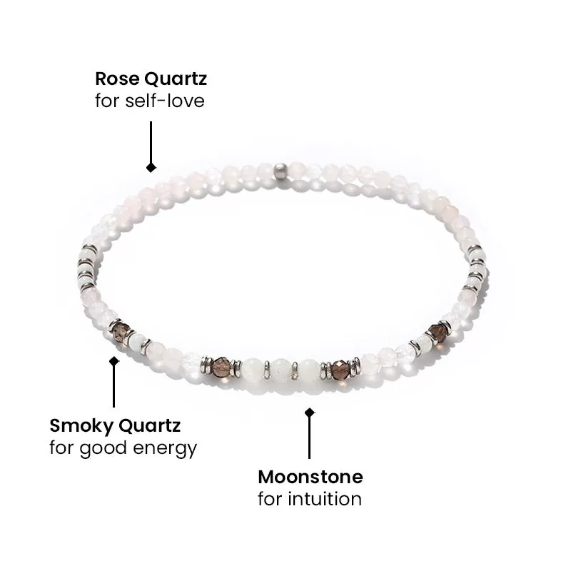 Love & Intuition Rose Quartz and Moonstone Delicate Anklet