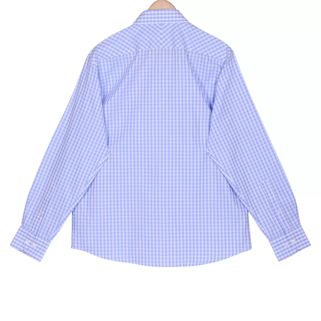 Luthai Morning Sky Gingham Checks Button Down 2 Ply Giza Cotton Shirt