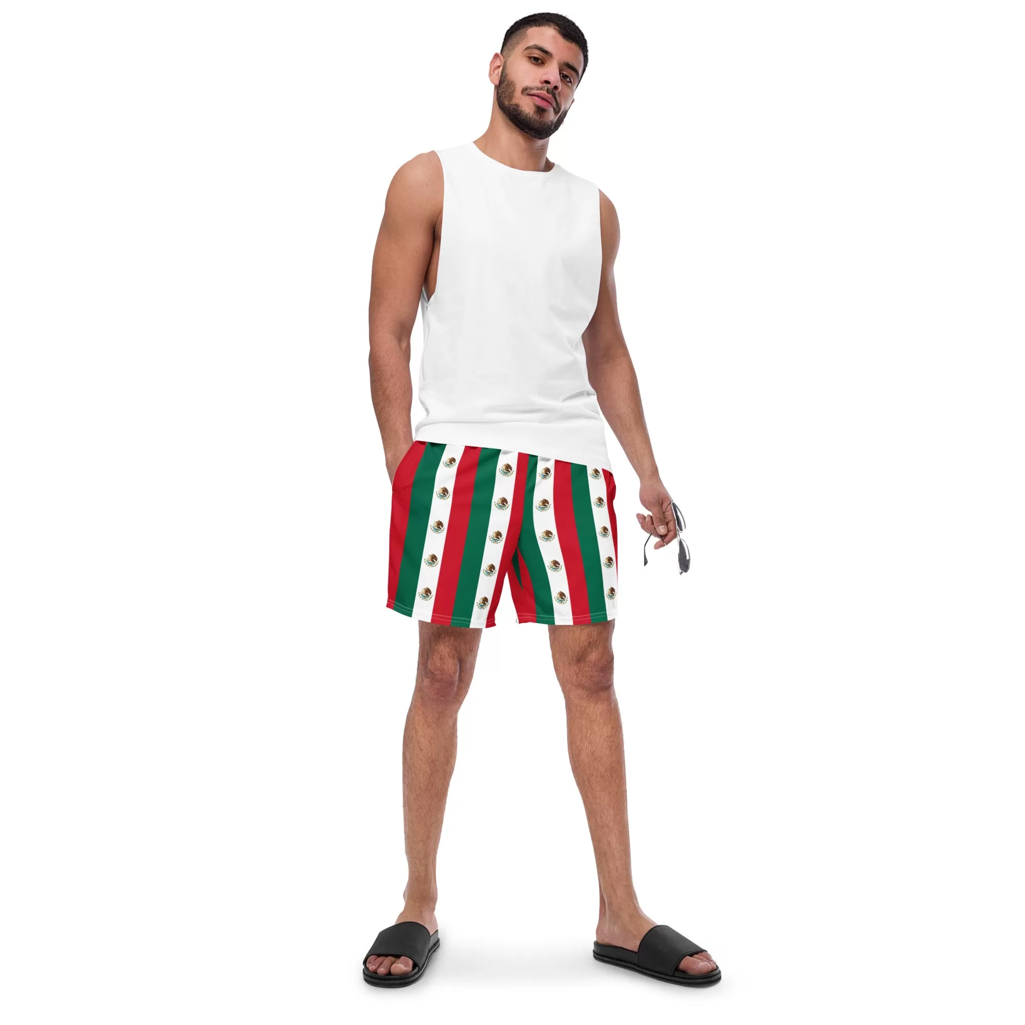 Mexican Flag Swim Trunks / Men's Swim Trunks / Colors of the Mexican flag / Recycled polyester