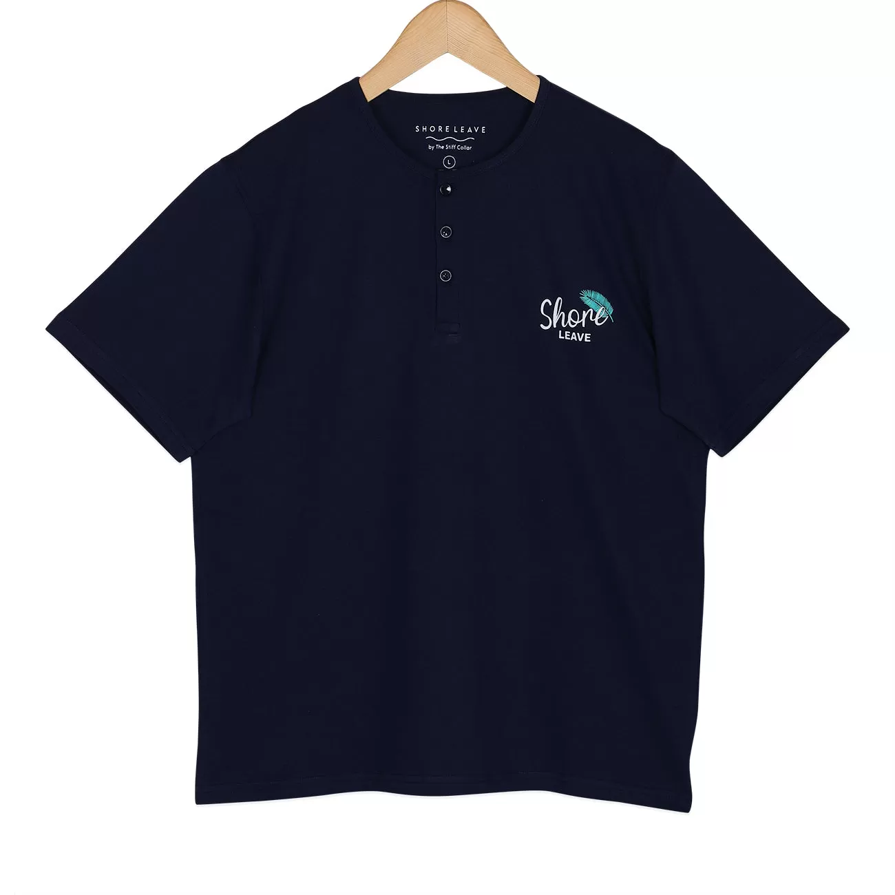 Midnight Blue Soft Cotton Henley T-shirt