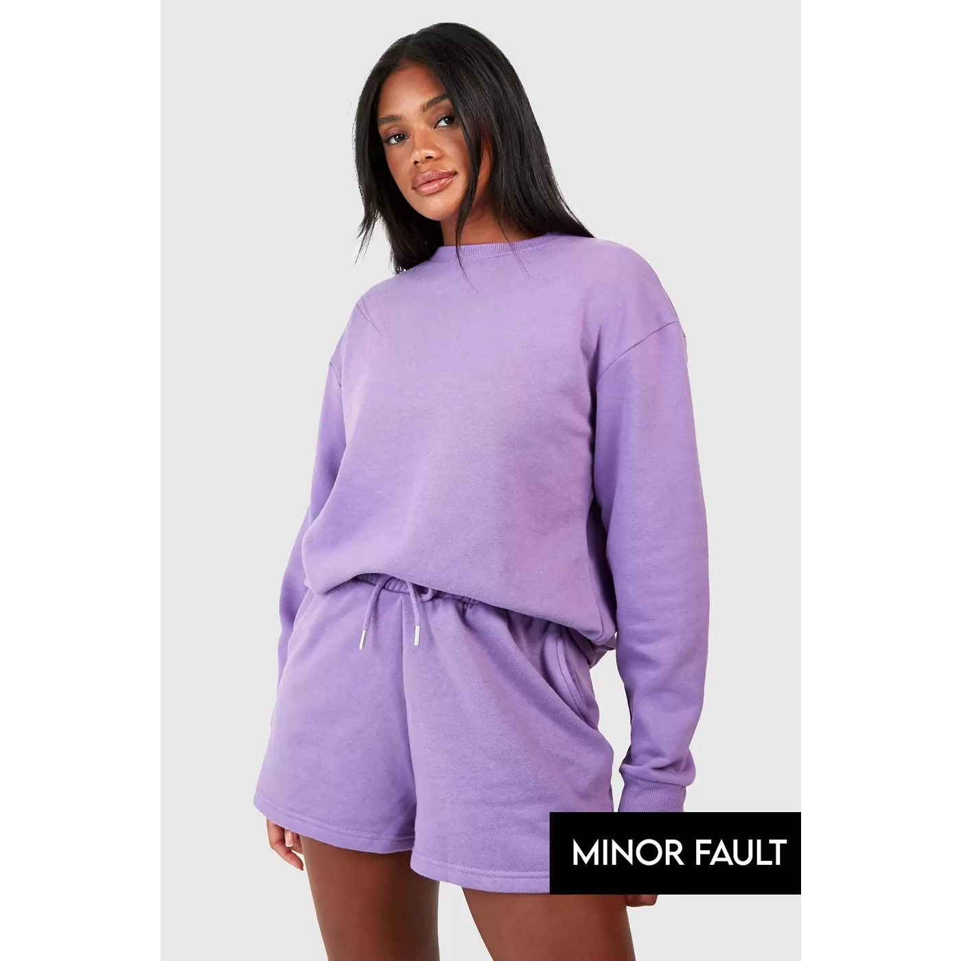 (Minor Fault) Purple Oversized Basic Sweatshirt