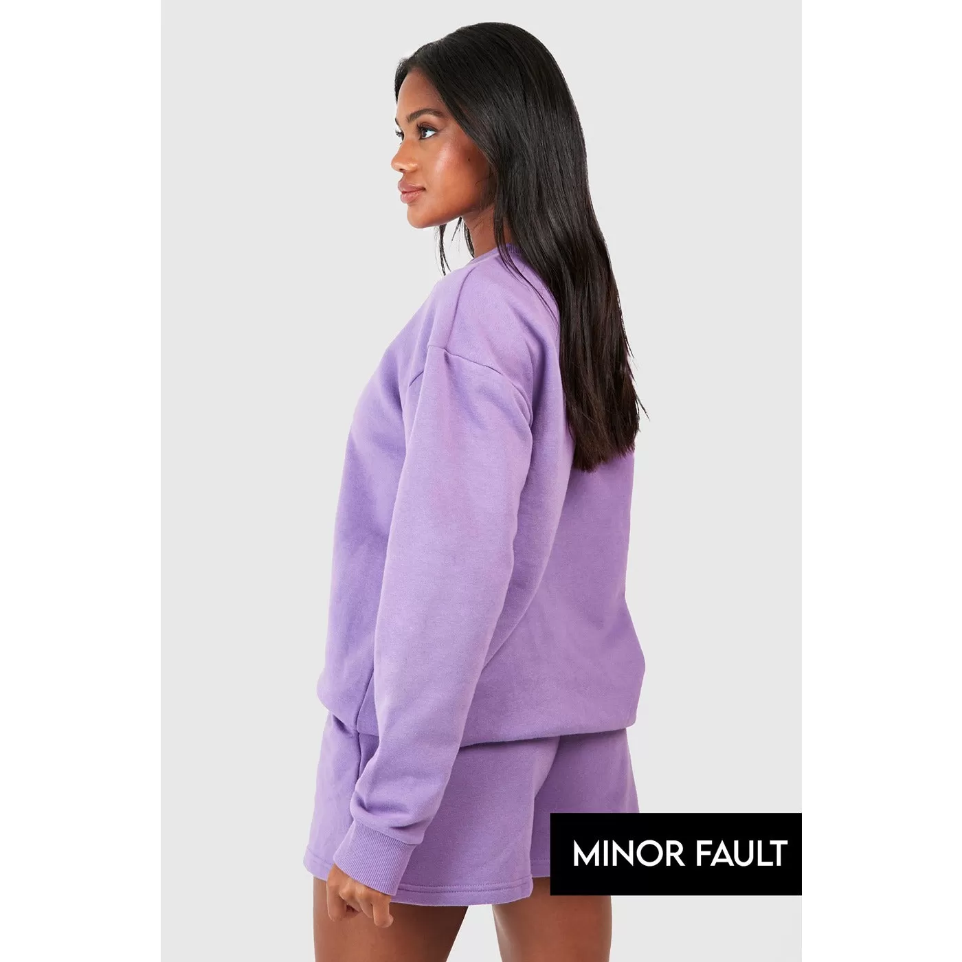 (Minor Fault) Purple Oversized Basic Sweatshirt